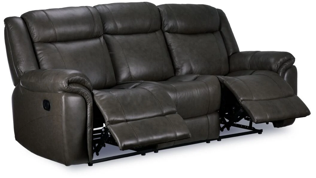 Plaza Leather Reclining Sofa and Rocker Recliner Set - Grey - Image 3