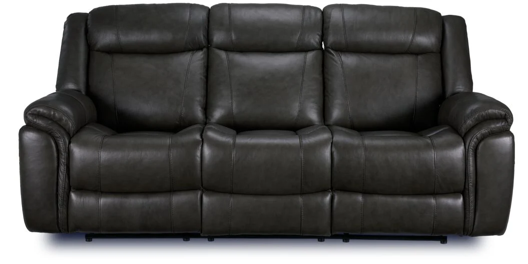 Plaza Leather Reclining Sofa and Rocker Recliner Set - Grey - Image 4