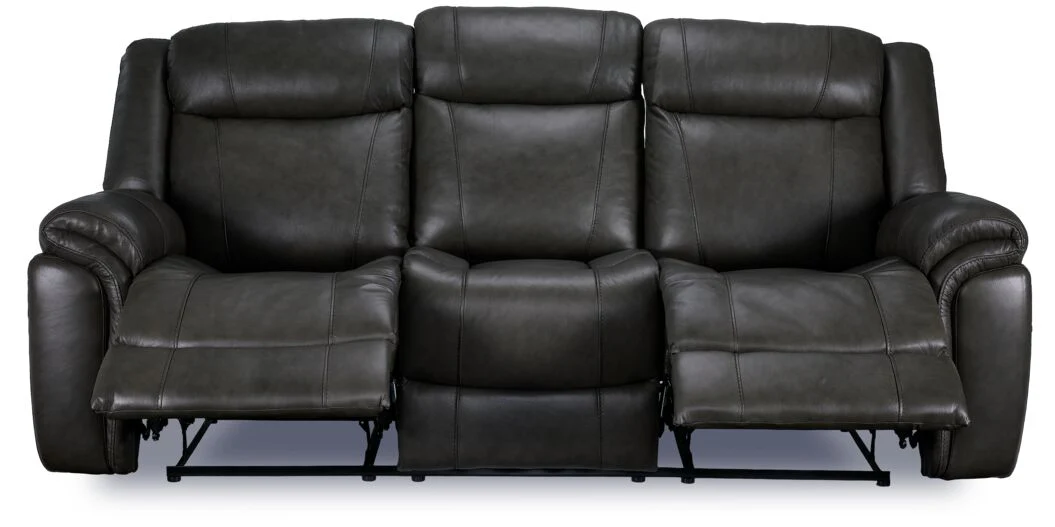 Plaza Leather Reclining Sofa and Rocker Recliner Set - Grey - Image 5
