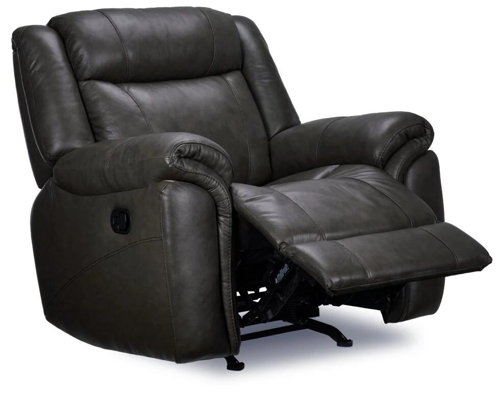 Plaza Leather Reclining Sofa and Rocker Recliner Set - Grey - Image 7