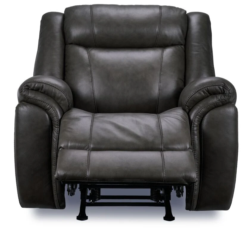 Plaza Leather Reclining Sofa and Rocker Recliner Set - Grey - Image 8