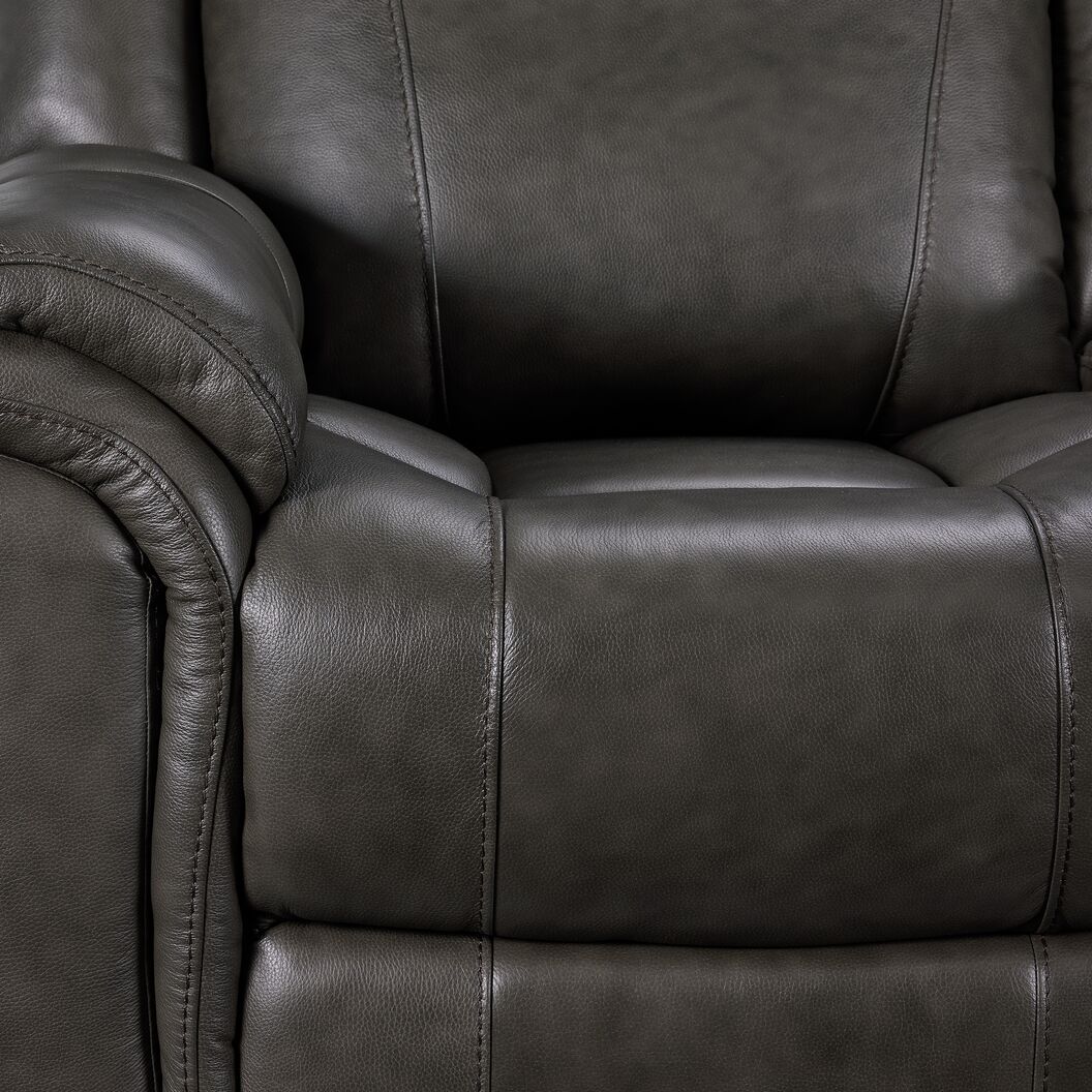 Plaza Leather Reclining Sofa - Grey - Image 5
