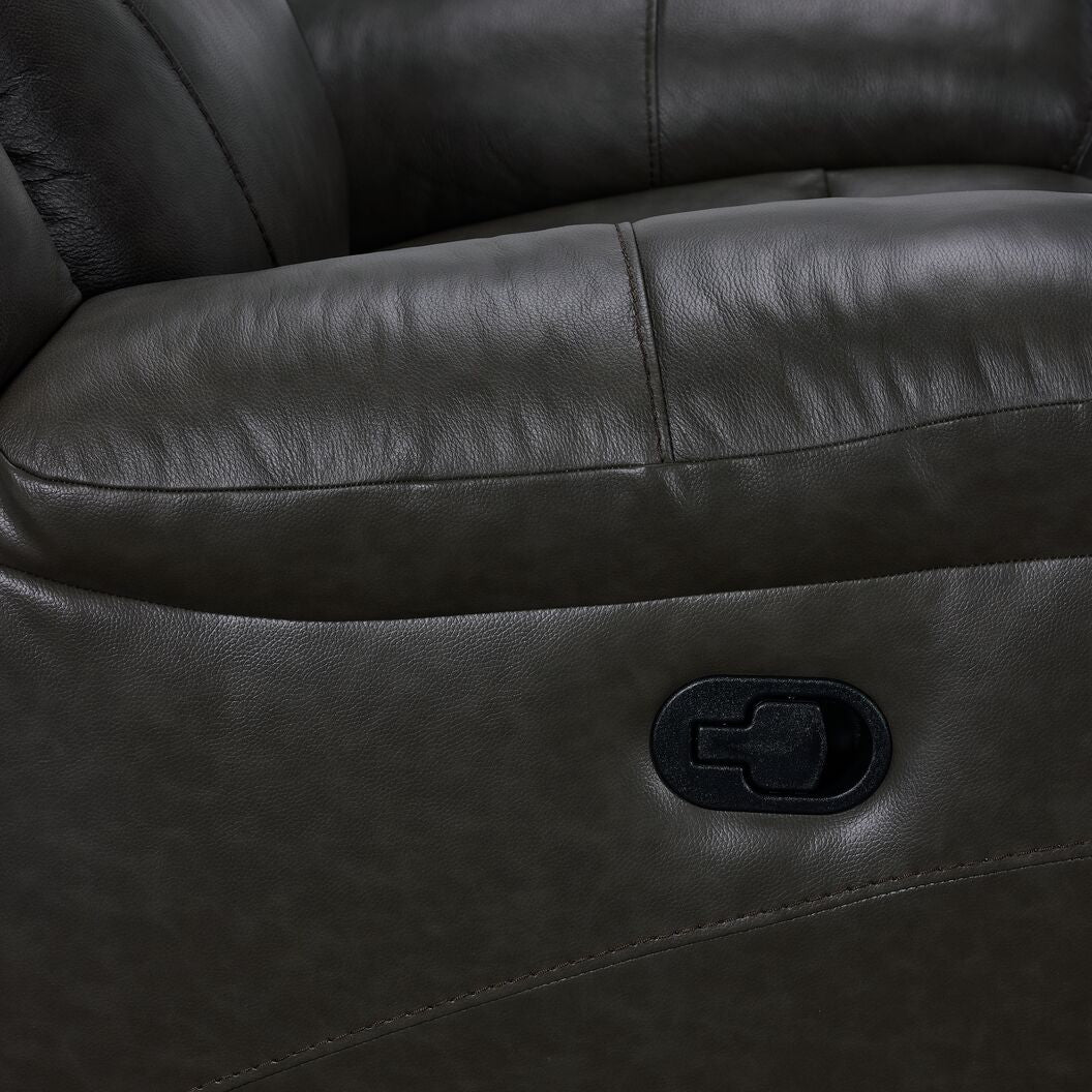 Plaza Leather Reclining Sofa - Grey - Image 6