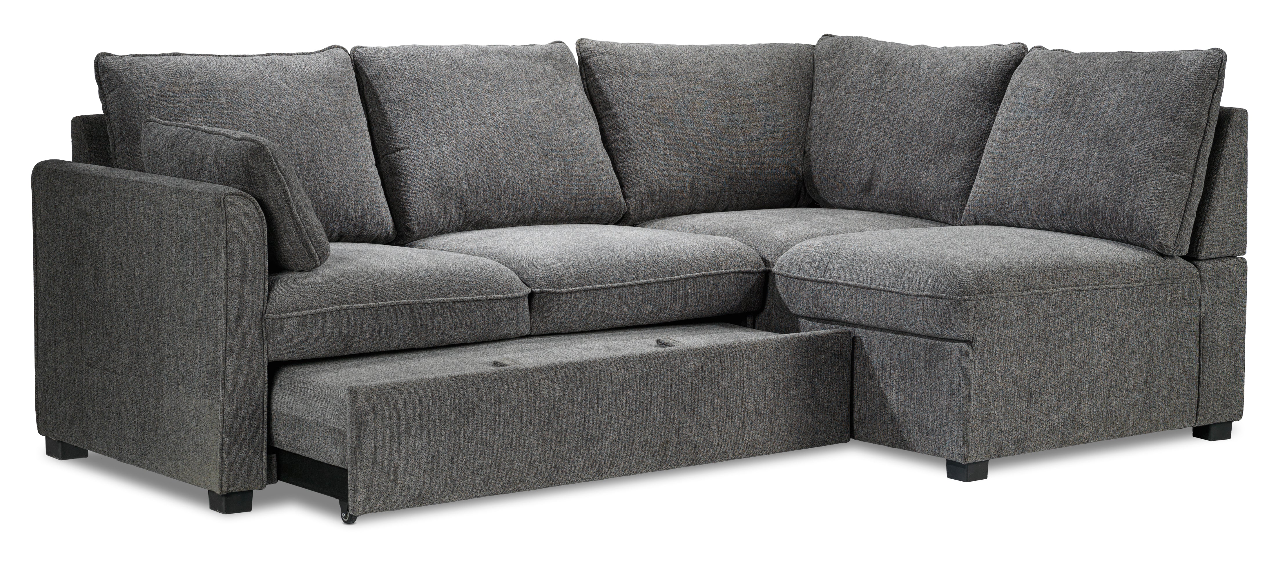 Portland 3-Piece Sectional with Left-Facing Pop-Up Bed - Grey - Image 10
