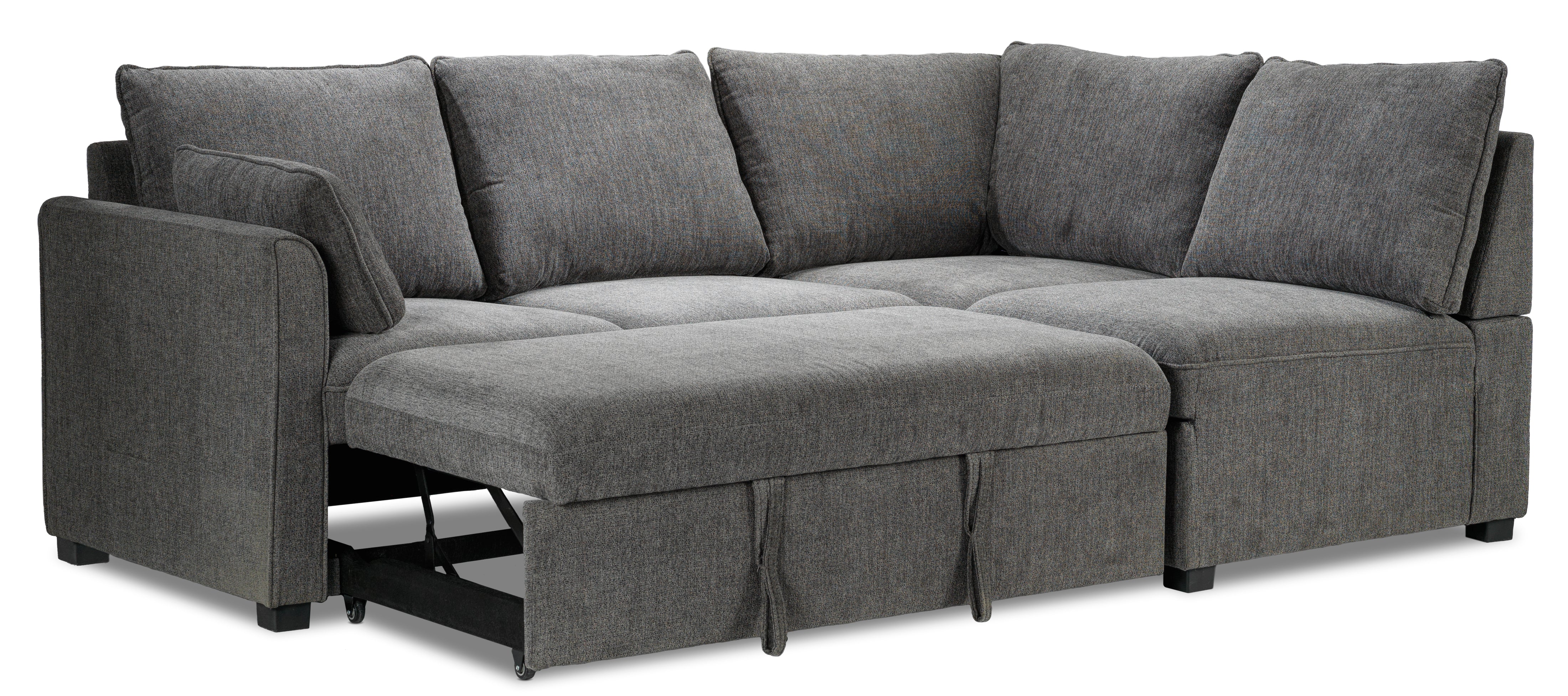Portland 3-Piece Sectional with Left-Facing Pop-Up Bed - Grey - Image 11