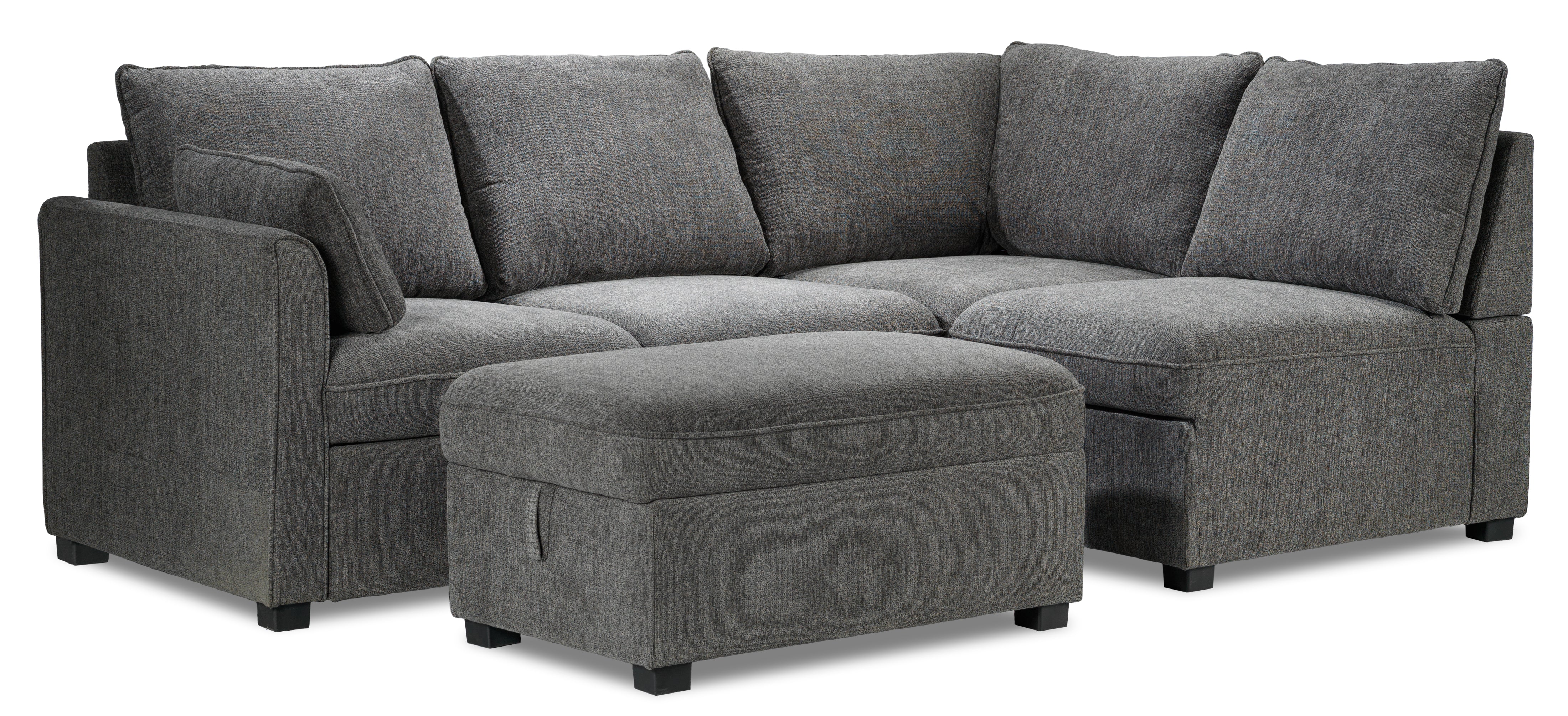 Portland 3-Piece Sectional with Left-Facing Pop-Up Bed - Grey - Image 4