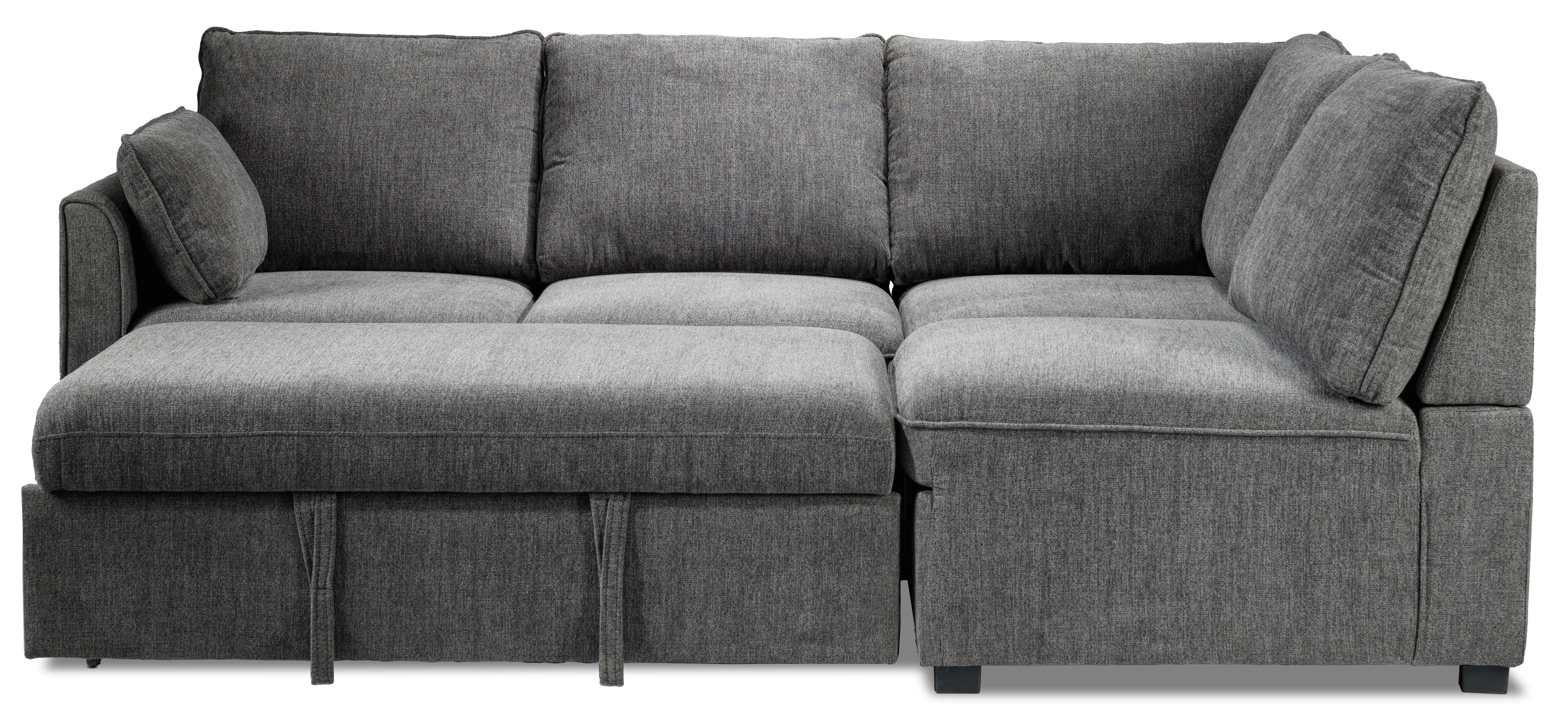 Portland 3-Piece Sectional with Left-Facing Pop-Up Bed - Grey - Image 7
