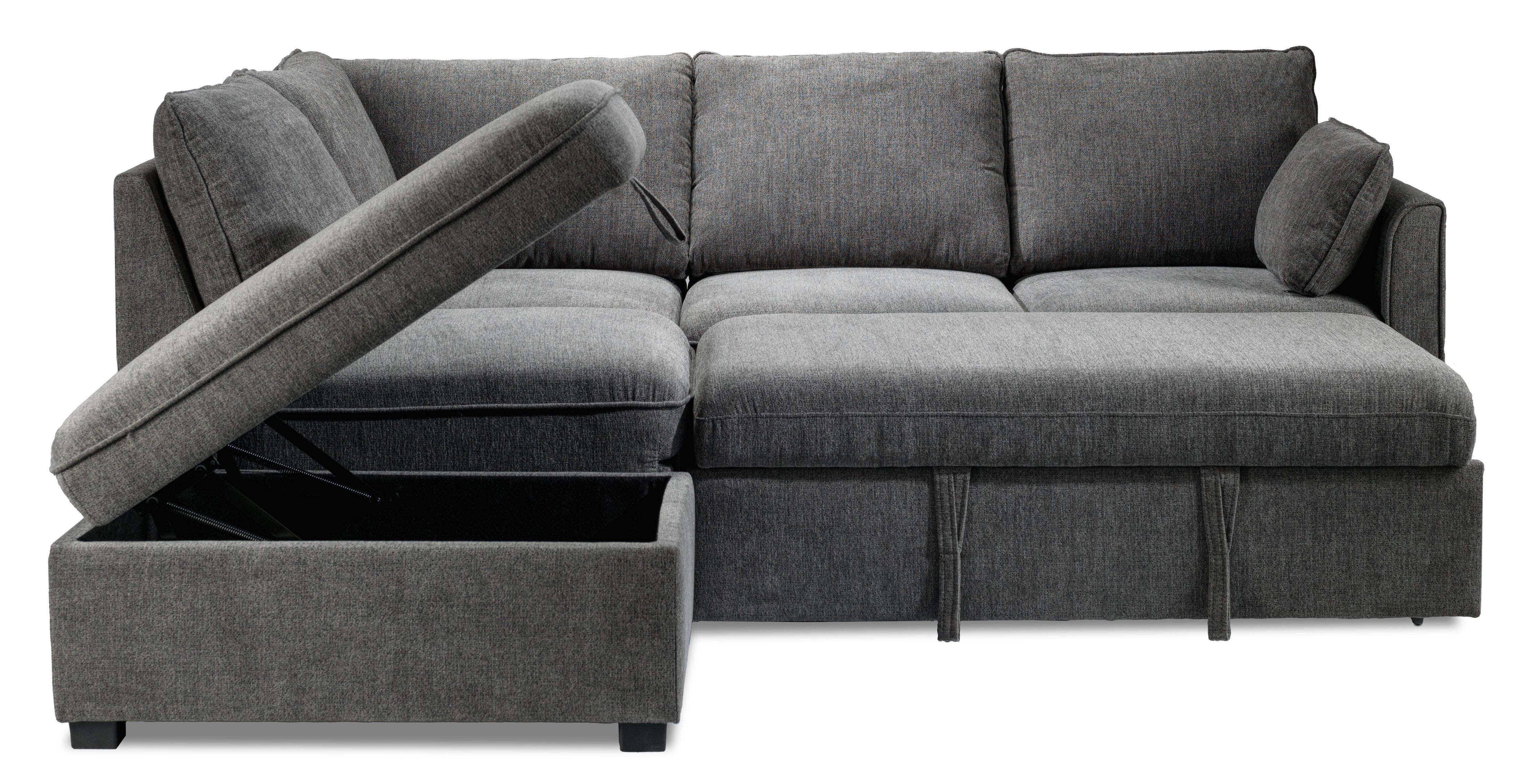 Portland 3-Piece Sectional with Right-Facing Pop-Up Bed - Grey - Image 11