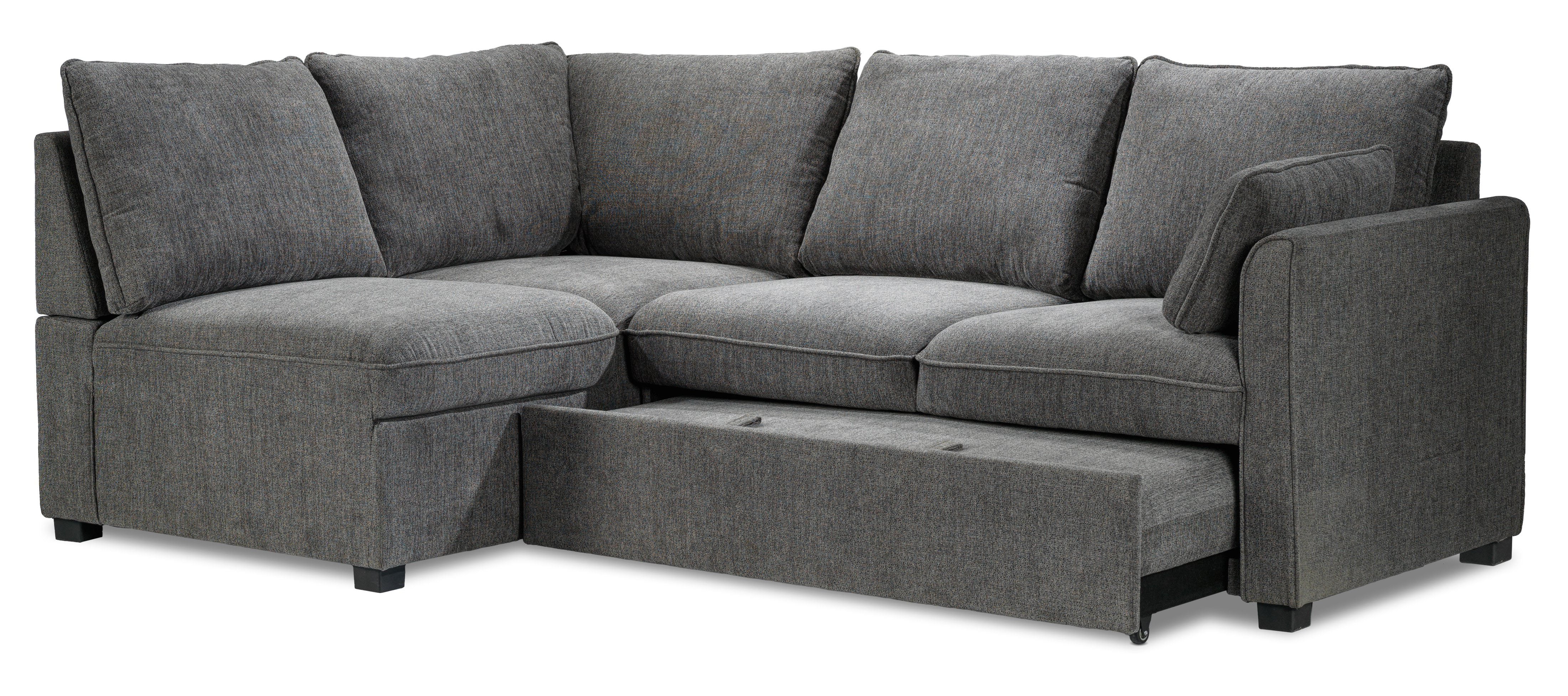 Portland 3-Piece Sectional with Right-Facing Pop-Up Bed - Grey - Image 4