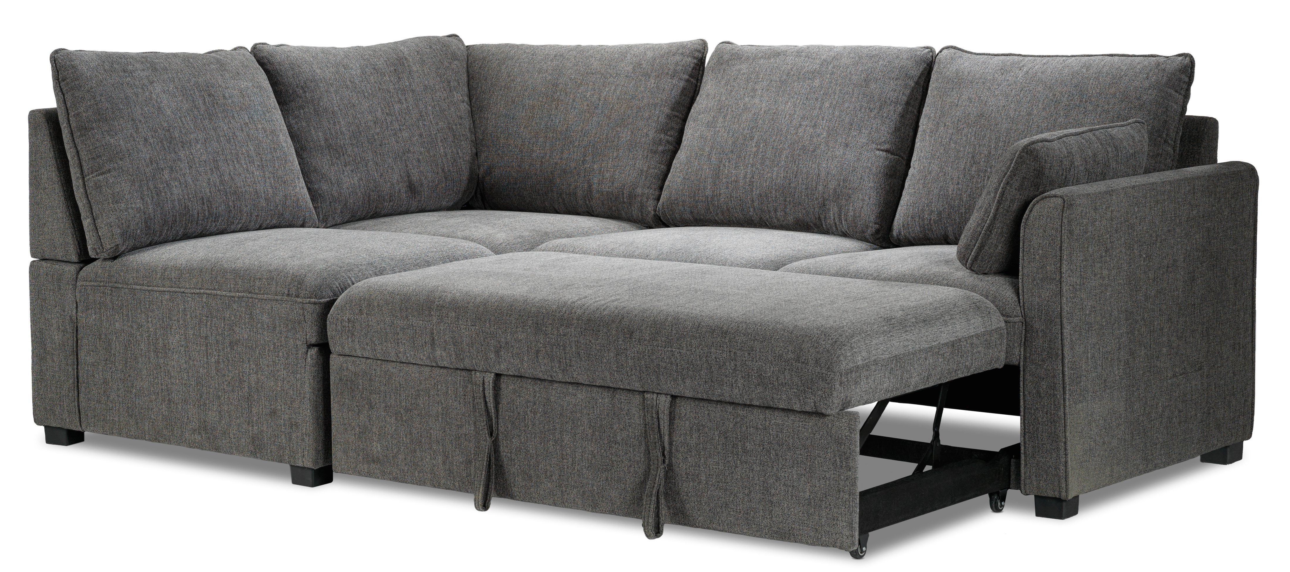 Portland 3-Piece Sectional with Right-Facing Pop-Up Bed - Grey - Image 6