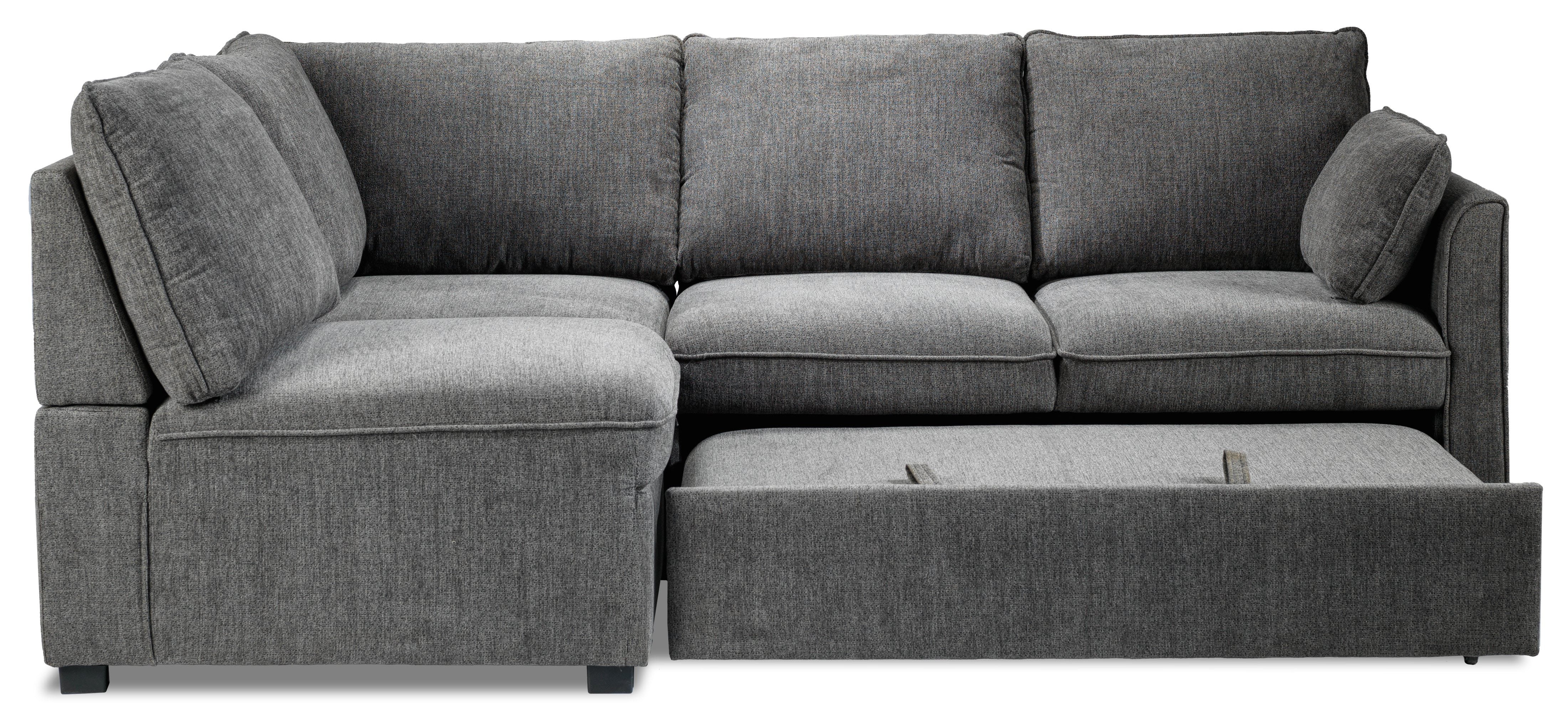 Portland 3-Piece Sectional with Right-Facing Pop-Up Bed - Grey - Image 8