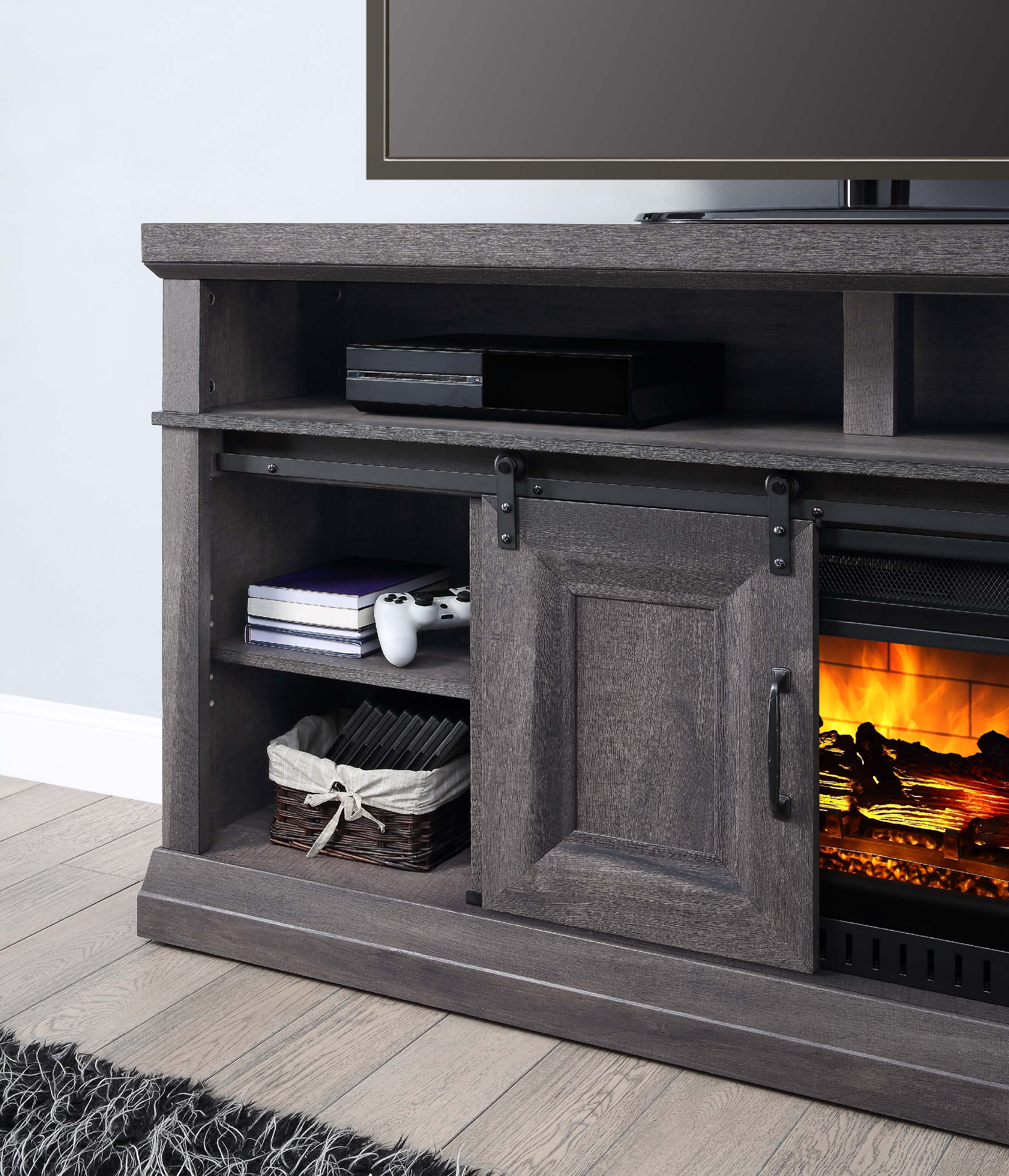 Preston 59.75" Fireplace TV Stand - Charcoal - Image 4
