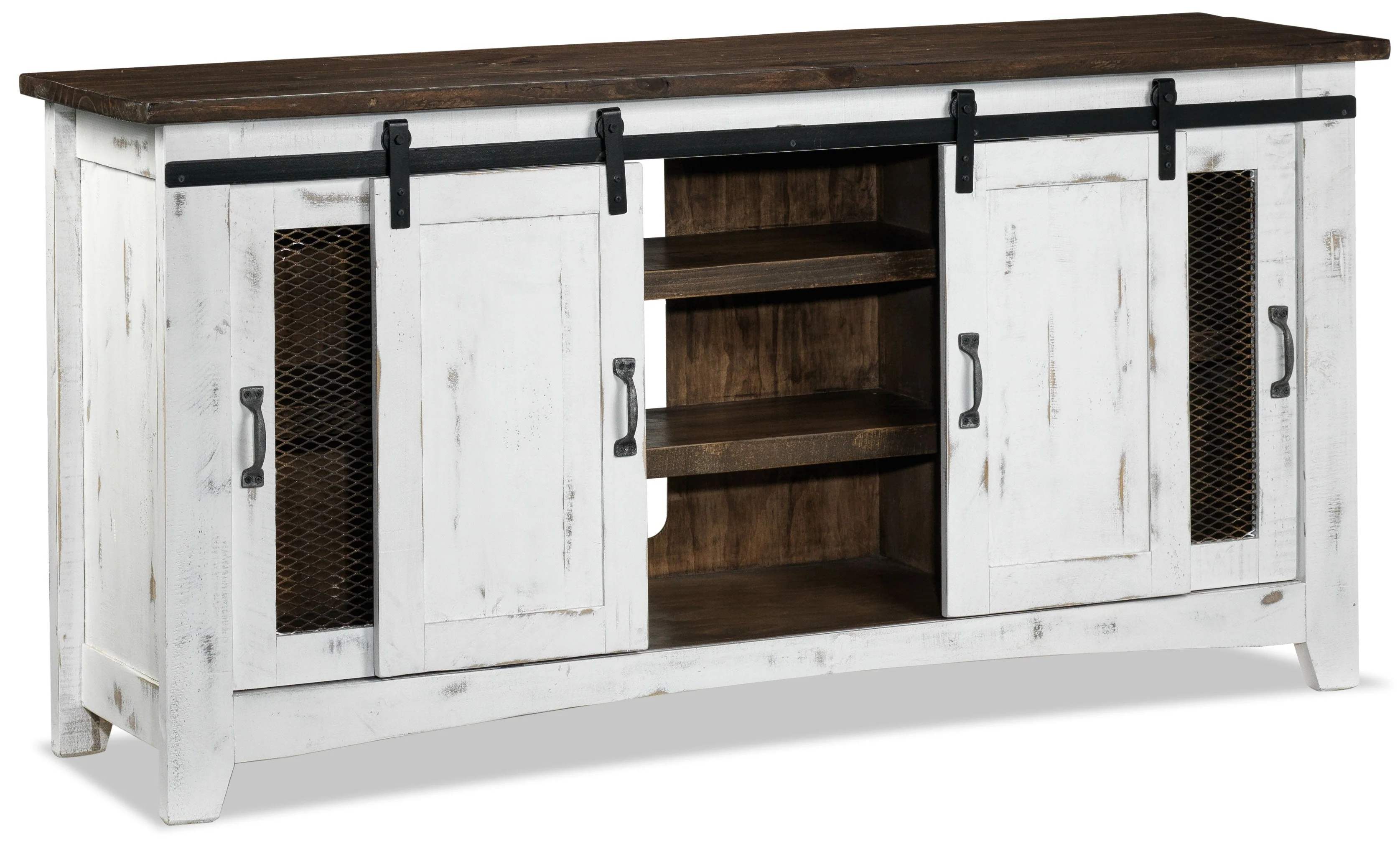 Pueblo 70" TV Stand - Weathered White - Image 2