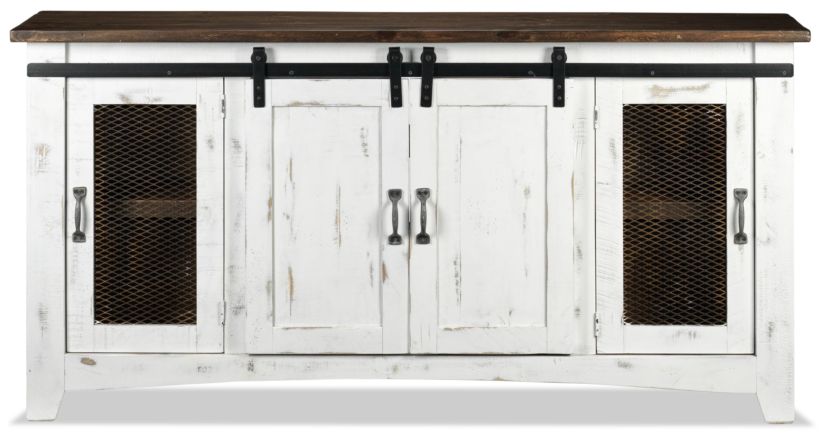 Pueblo 70" TV Stand - Weathered White - Image 3