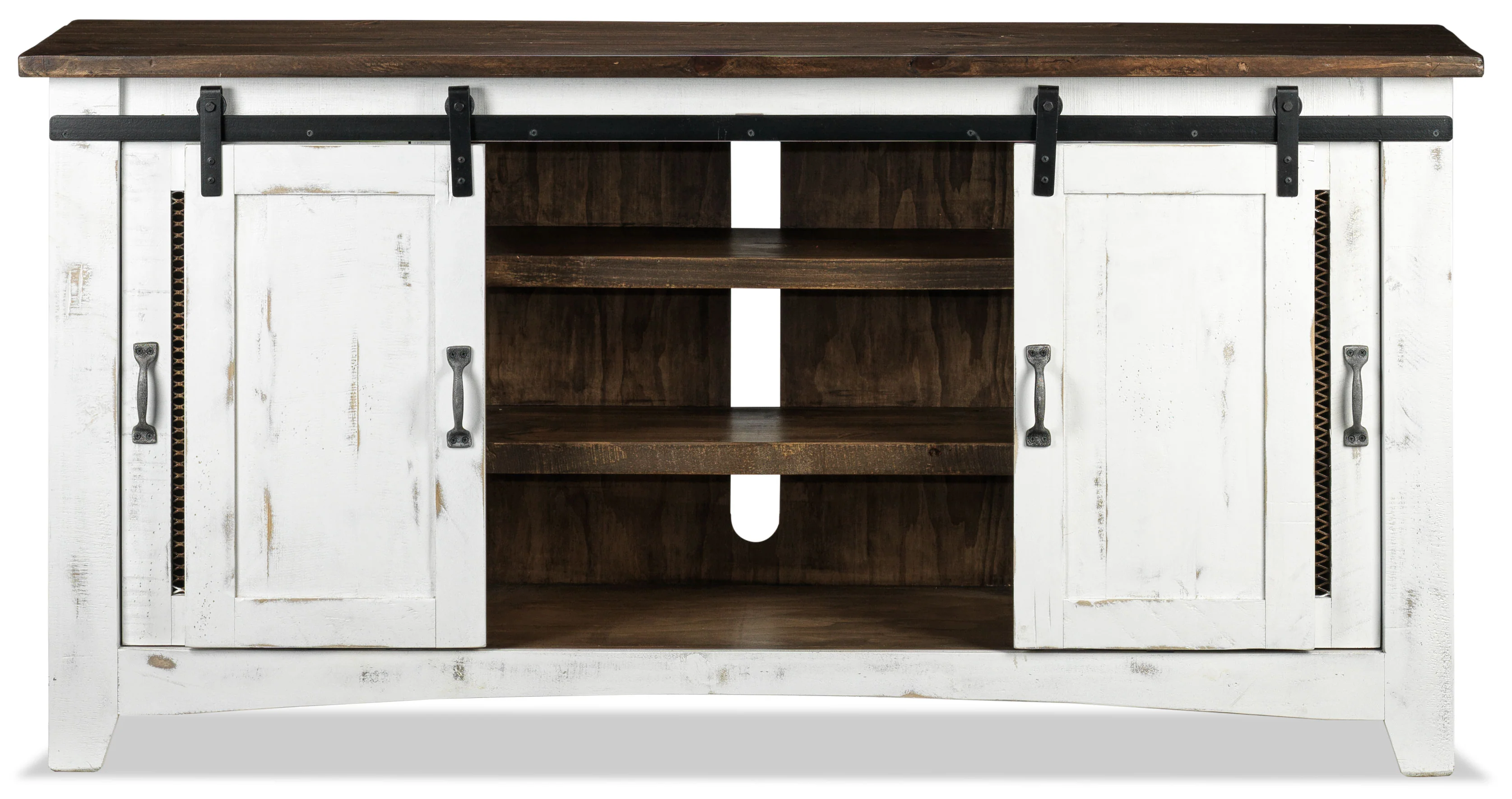 Pueblo 70" TV Stand - Weathered White - Image 5