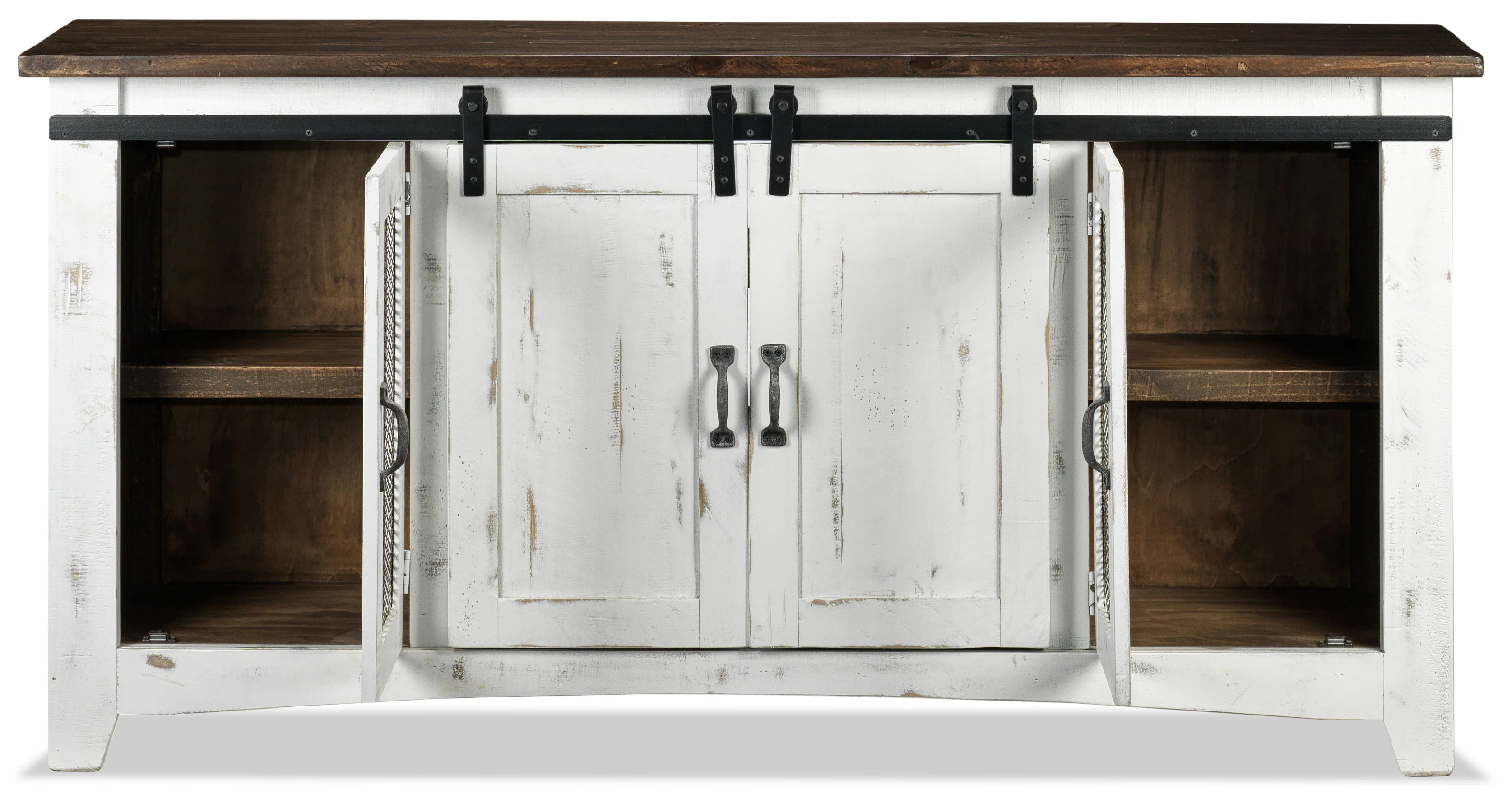 Pueblo 80" TV Stand - Weathered White - Image 5
