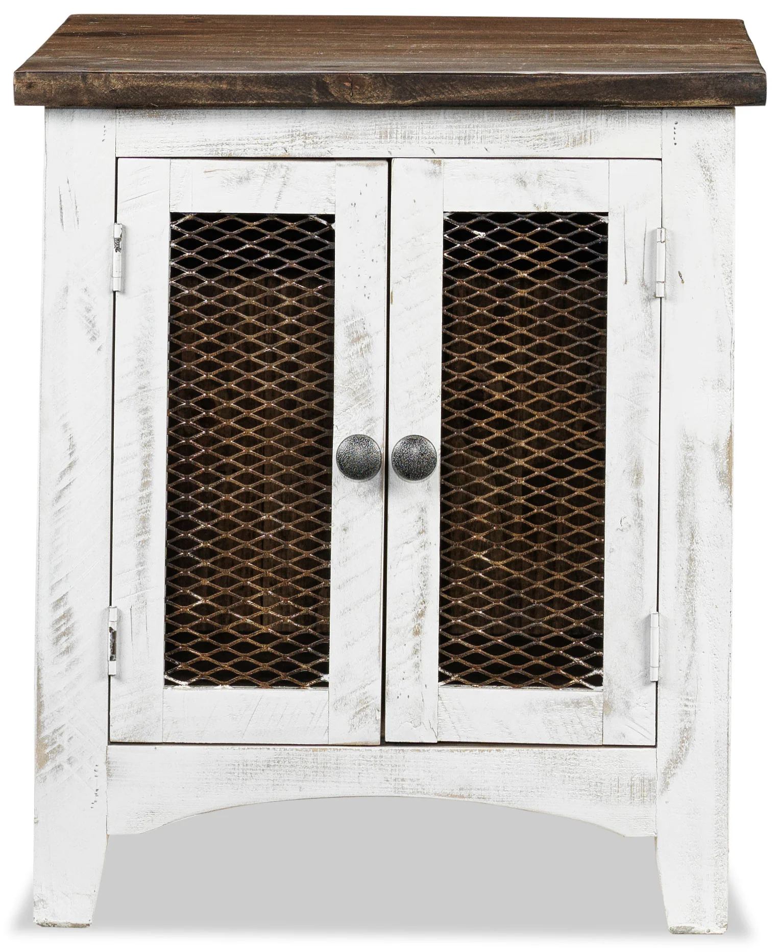 Pueblo 22.75" End Table - Weathered White - Image 3