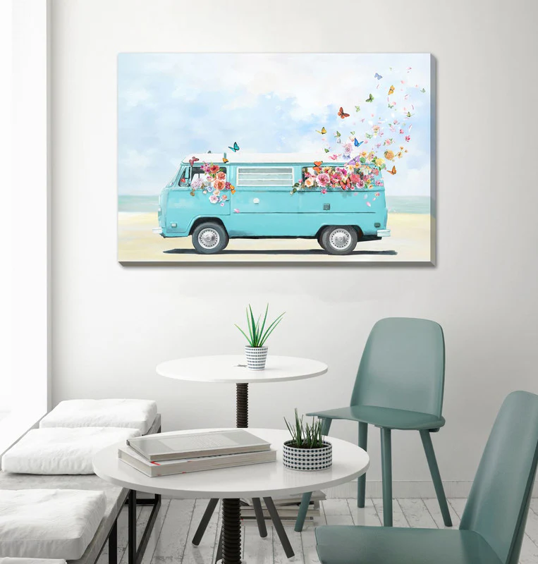 Retro Journey Wall Art - Blue/White - 36 X 24 - Image 2