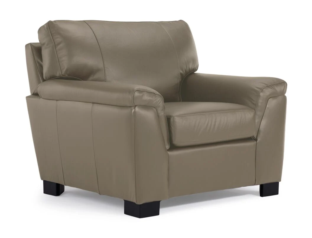 Reynolds Leather Sofa and Chair Set - Grey - Image 3