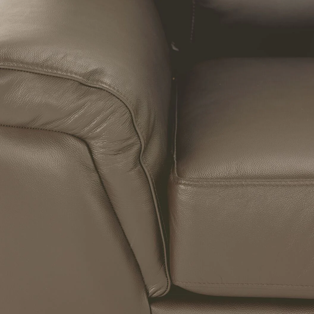 Reynolds Leather Sofa and Chair Set - Grey - Image 4