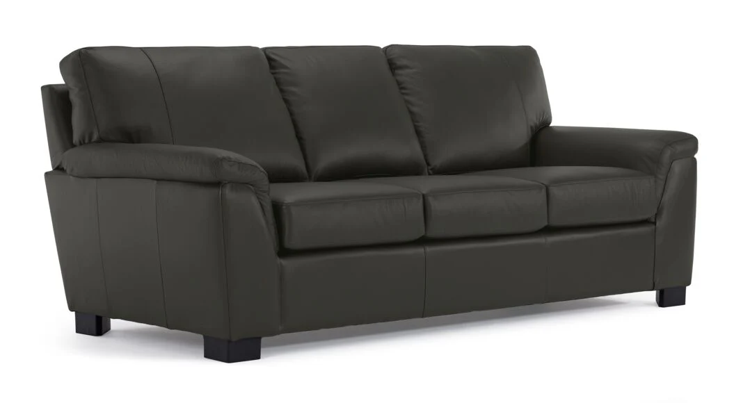 Reynolds Leather Sofa and Loveseat Set - Dark Grey - Image 2