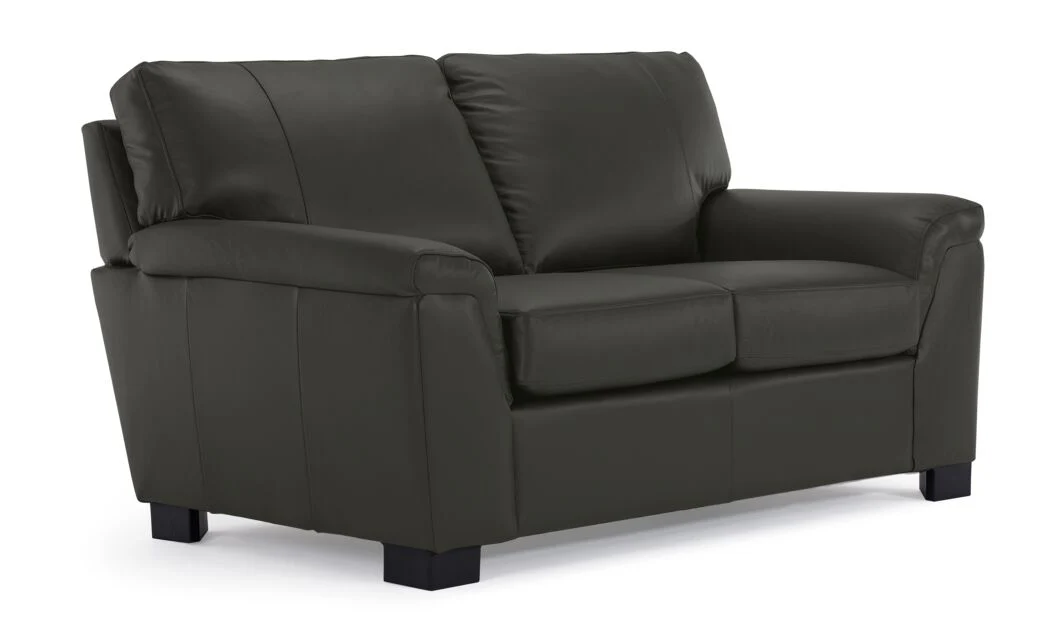Reynolds Leather Sofa and Loveseat Set - Dark Grey - Image 3