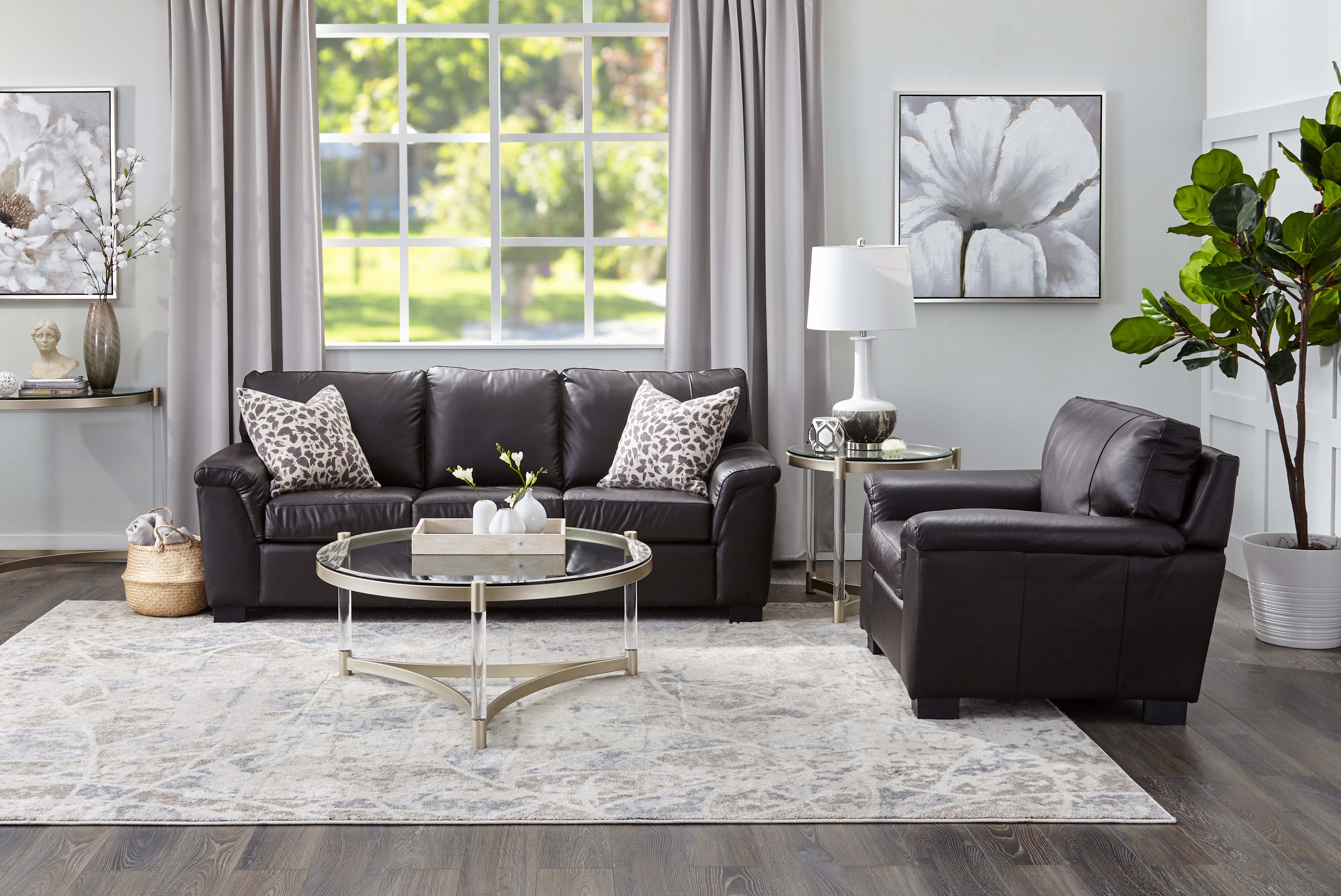 Reynolds Leather Sofa - Coffee - Image 2