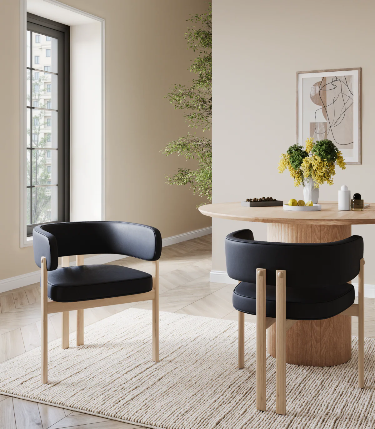 Rhett Dining Chair - Black/Oak - Set of Two - Image 2