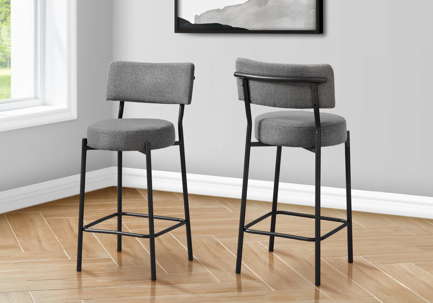 Robson Counter Stool - Grey/Black - Set Of Two - Image 2