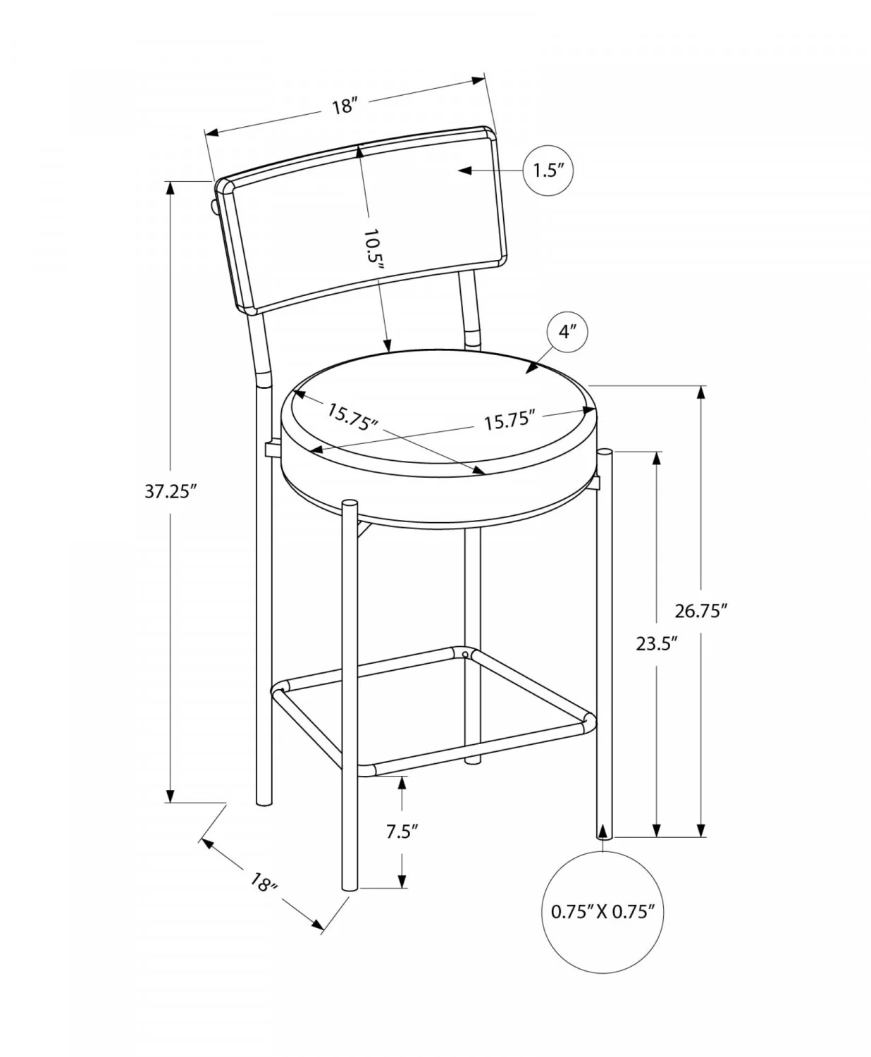 Robson Counter Stool - Grey/Black - Set Of Two - Image 3
