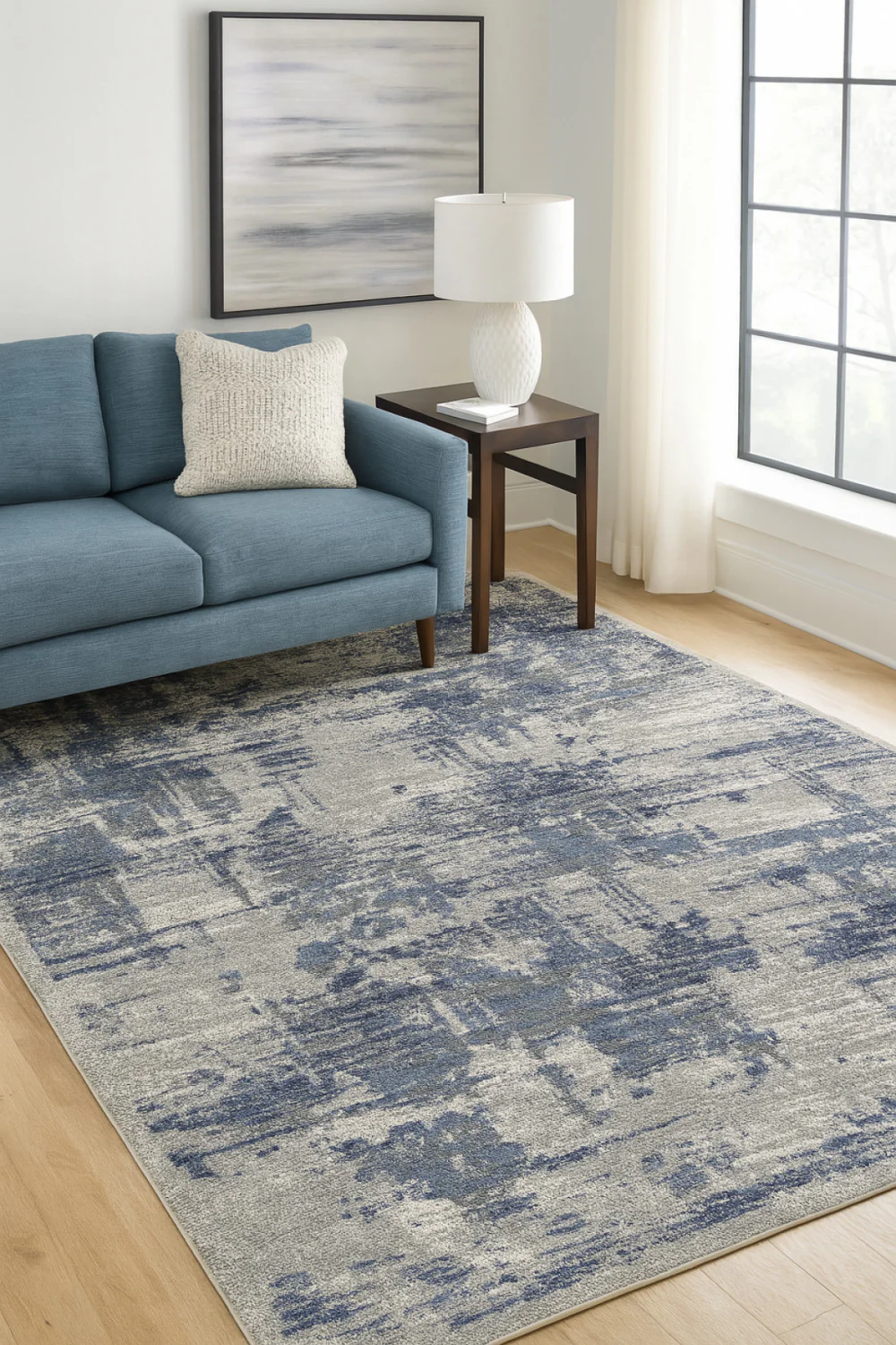 Rocco 7' x 9' Area Rug - Cream/Blue/Taupe - Image 2