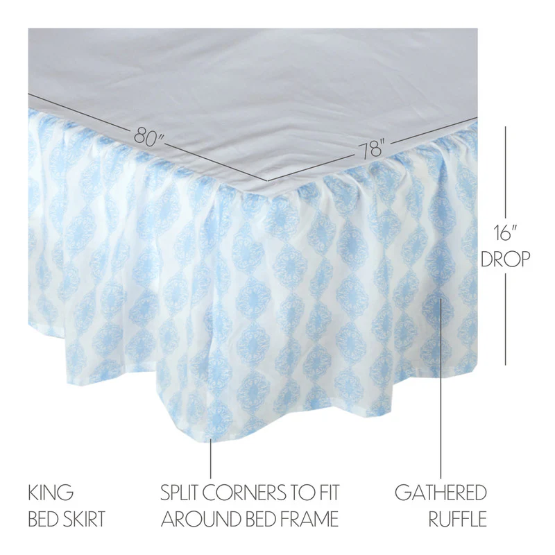 Rosalie King Bed Skirt - Blue - Image 5