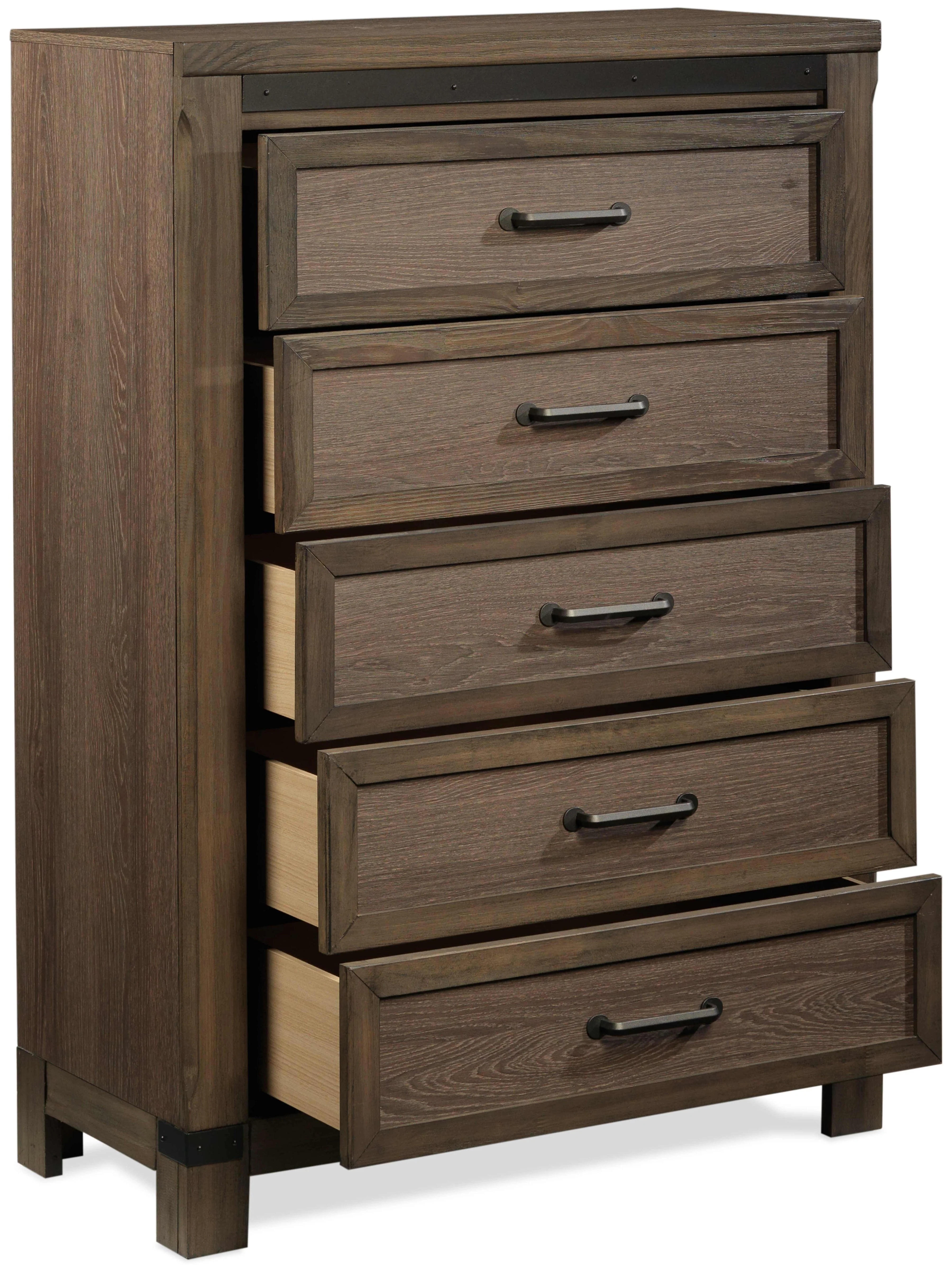 Rossco 5-Drawer Chest - Rustic Oak - Image 2
