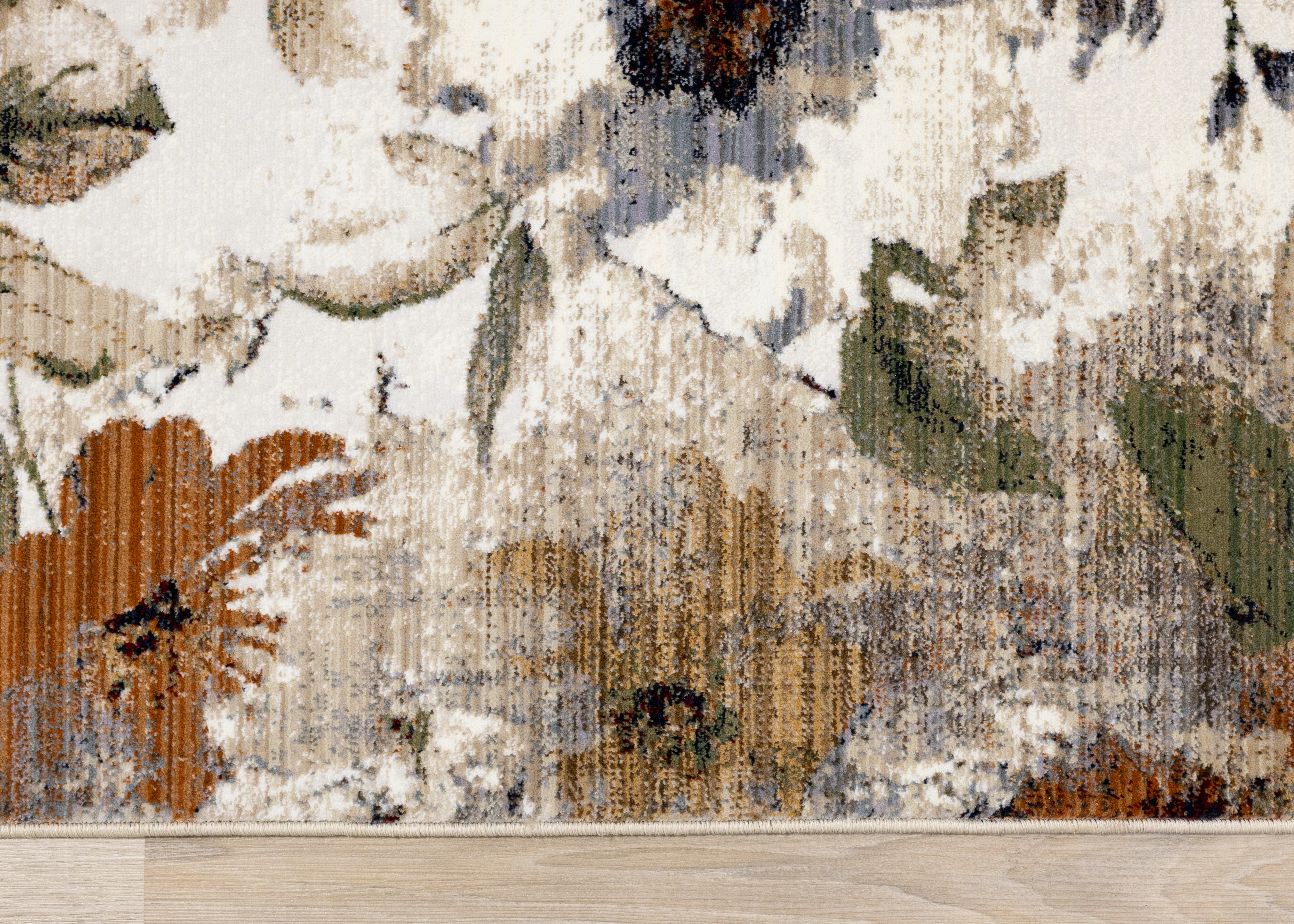 Rustic Garden 5'3" x 7'7" Warm Toned Floral Print Area Rug - Cream - Image 7