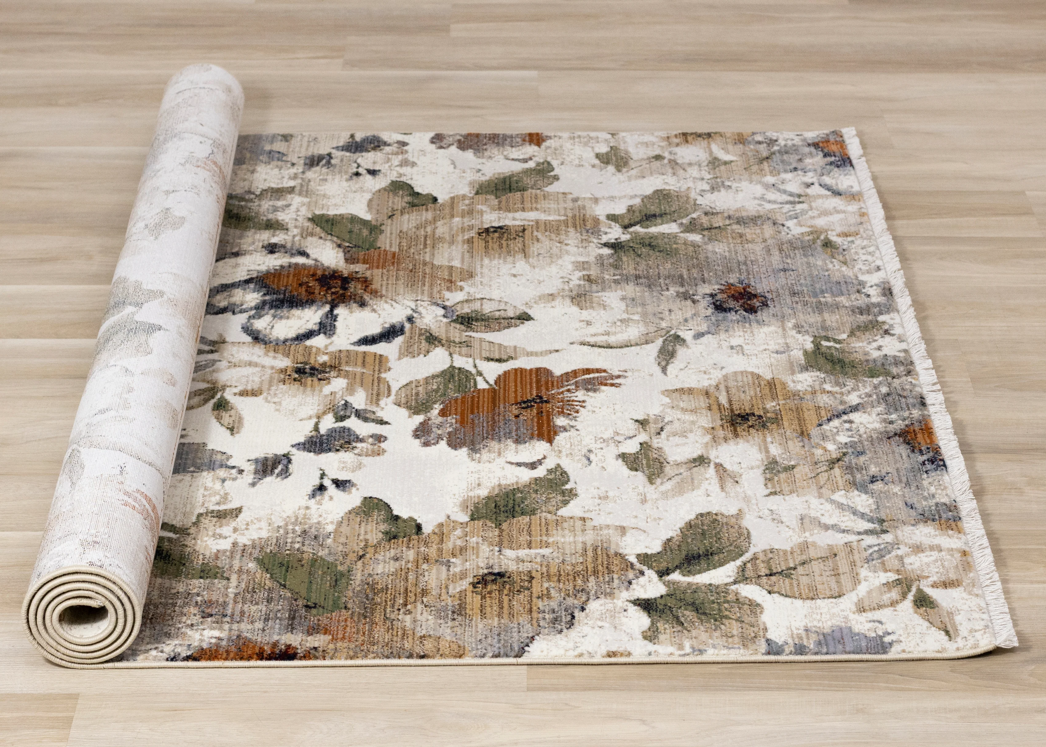 Rustic Garden 7'10" x 10'2" Warm Toned Floral Print Area Rug - Cream - Image 11