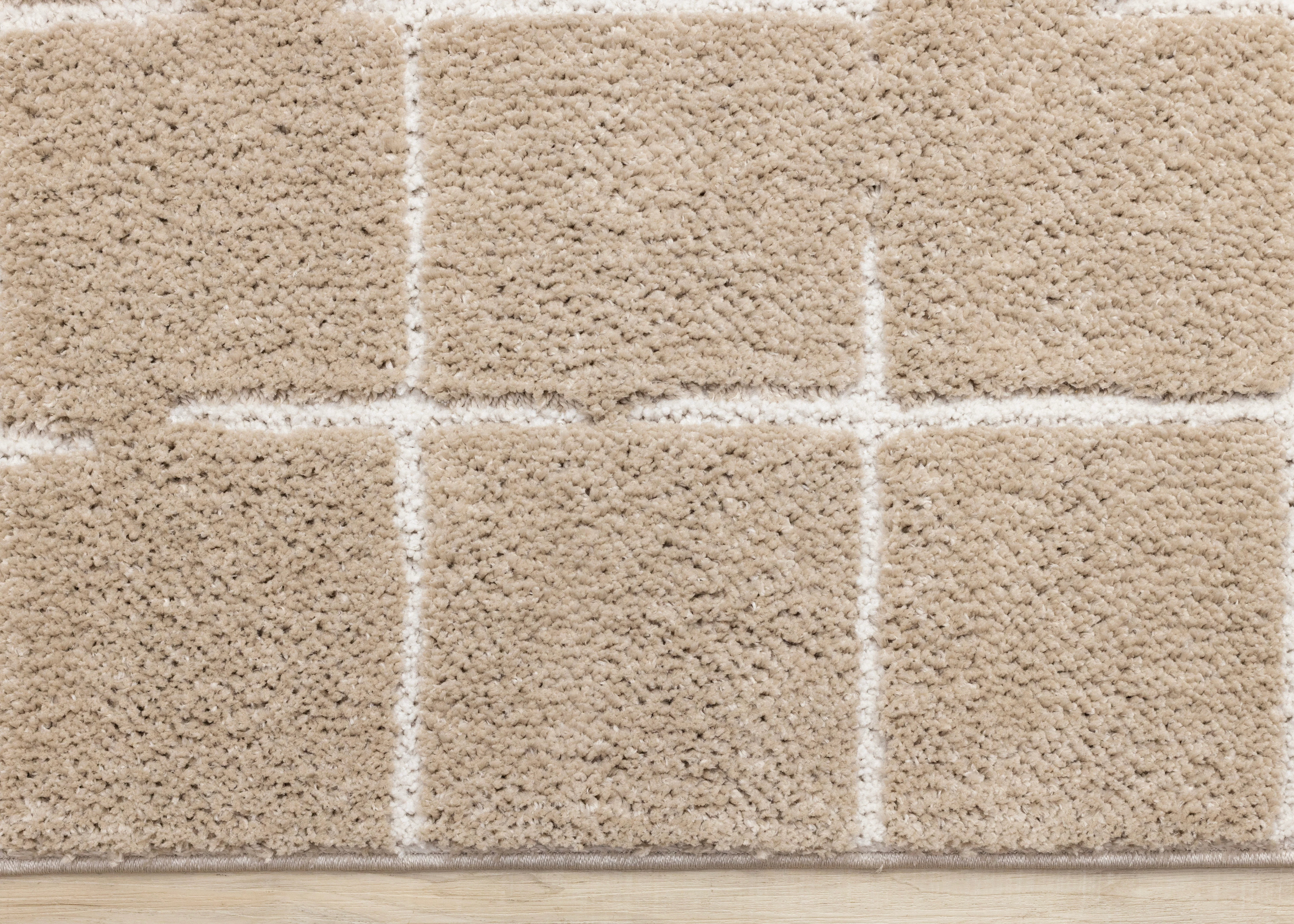 Sable Grid 7'10" x 10'6" Broken Grid Pattern Area Rug - Light Brown, Cream - Image 4