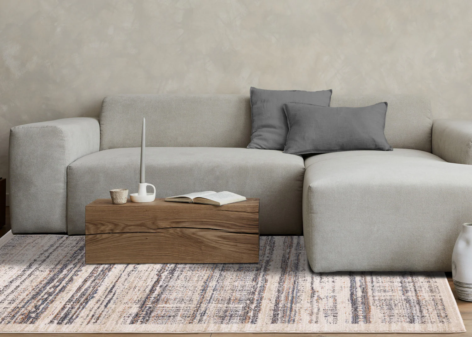 Sadie Casual Contemporary Area Rug - 5' X 8' - Grey/Beige - Image 3
