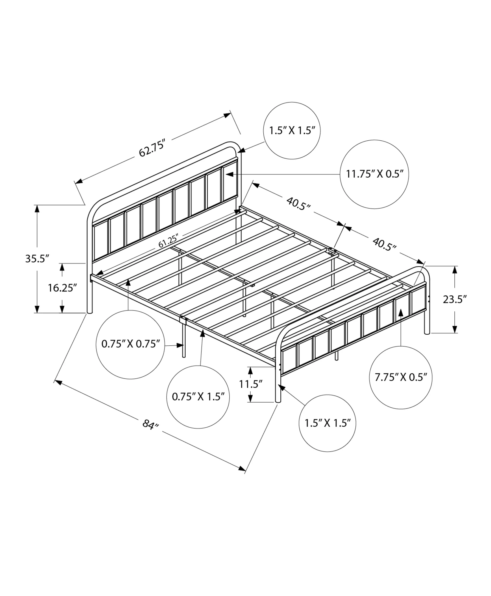 Sage Queen Bed - Grey/Black - Image 3