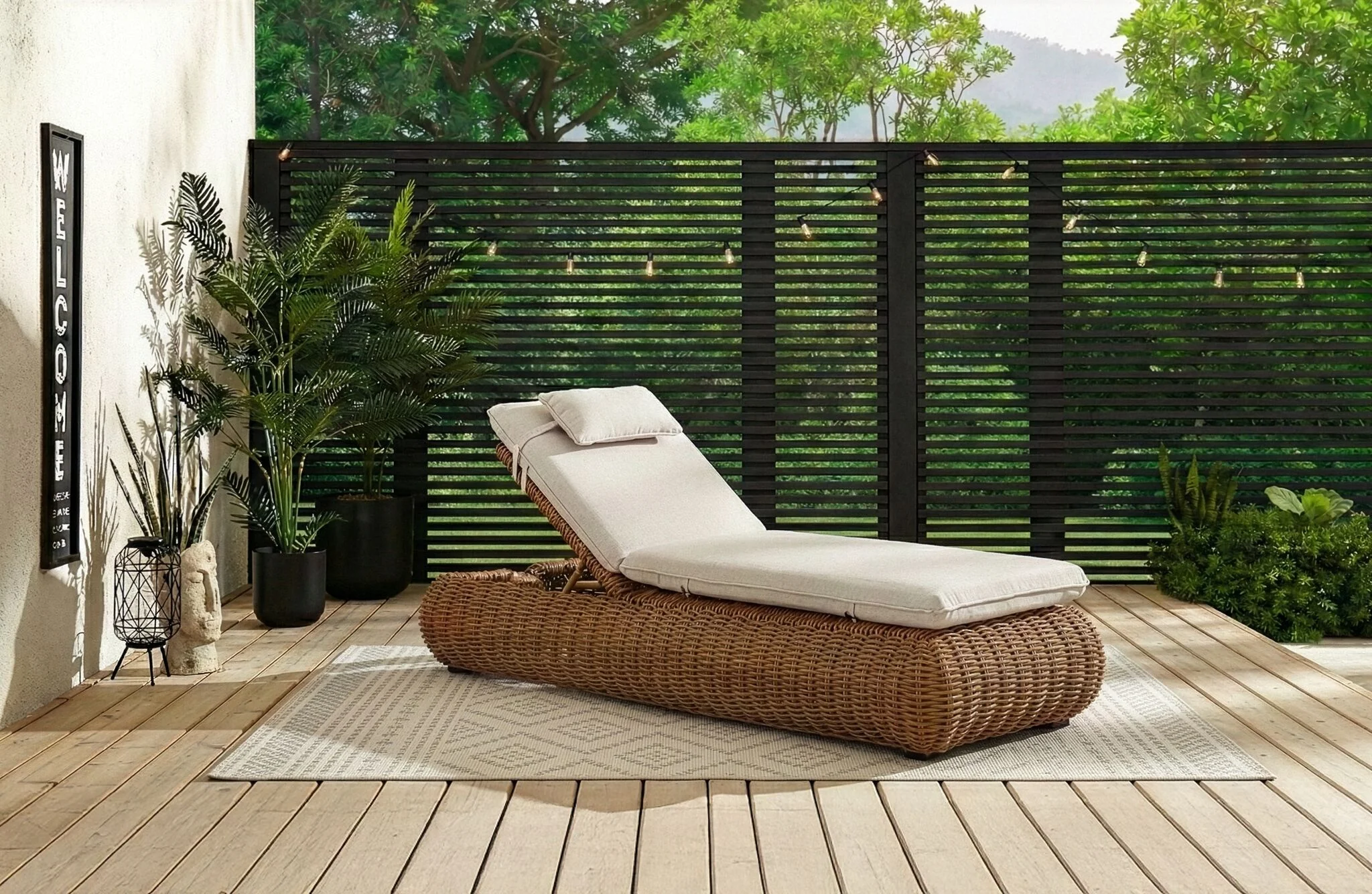 Salina Outdoor Lounger - Brown - Image 2