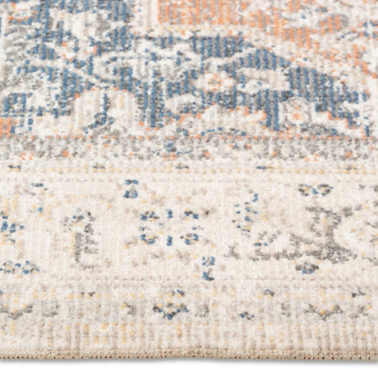 Salsa Medallion Outdoor Rug - 3' x 5' - Orange/Blue - Image 4