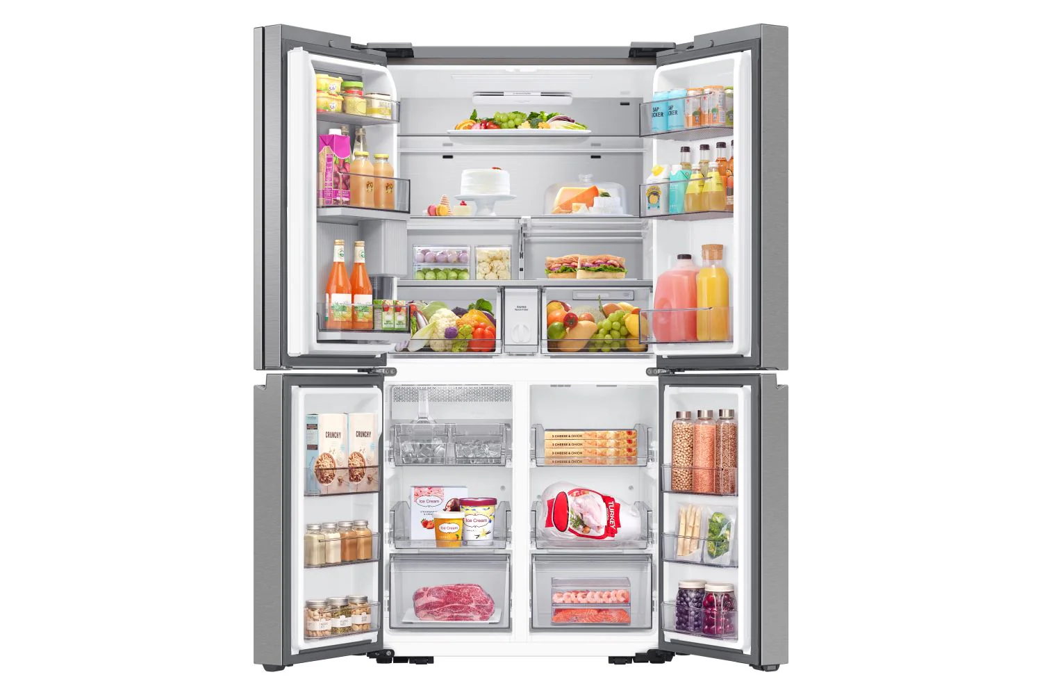 Samsung BESPOKE 36" 22.8 Cu. Ft. Stainless Steel 4-Door Flex French Door Refrigerator with Beverage Center -RF23DG9600SRAC - Image 5