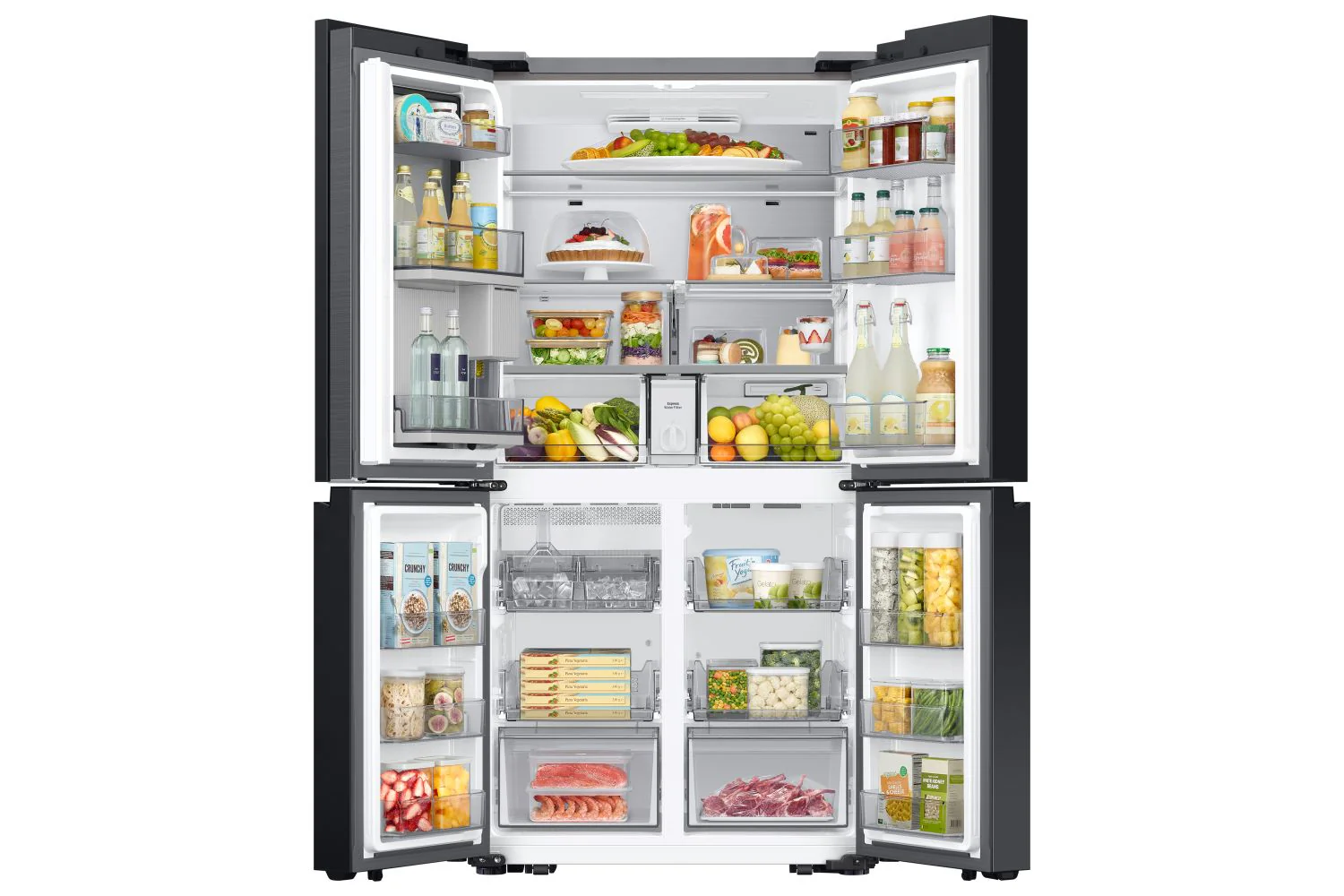 Samsung BESPOKE 36" 29 Cu. Ft. Stainless Steel 4-Door Flex French Door Refrigerator with Beverage Center - RF29DB9600QLAA - Image 3