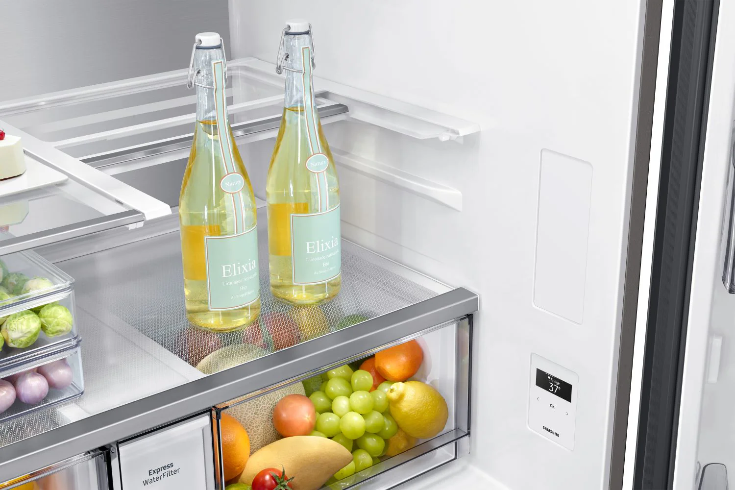 Samsung BESPOKE 36" 29 Cu. Ft. Stainless Steel 4-Door Flex French Door Refrigerator with Beverage Center - RF29DB9600QLAA - Image 6
