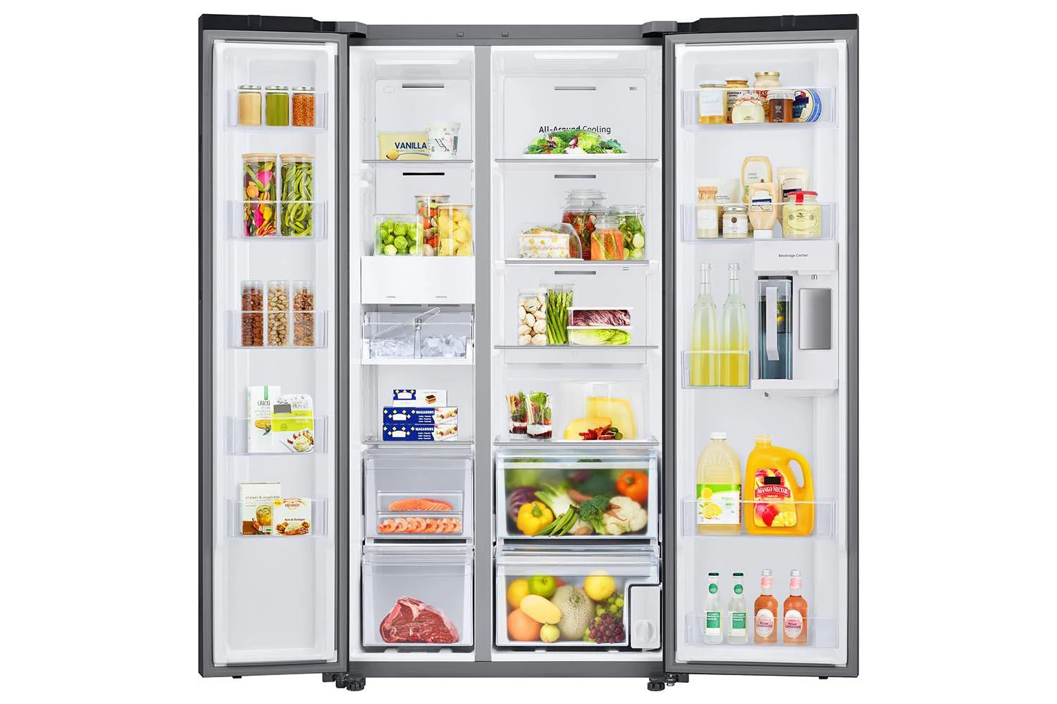 Samsung BESPOKE 36" 22.6 Cu. Ft. White Glass Side-by-Side Refrigerator with Beverage Center - RS23CB760012AA - Image 5