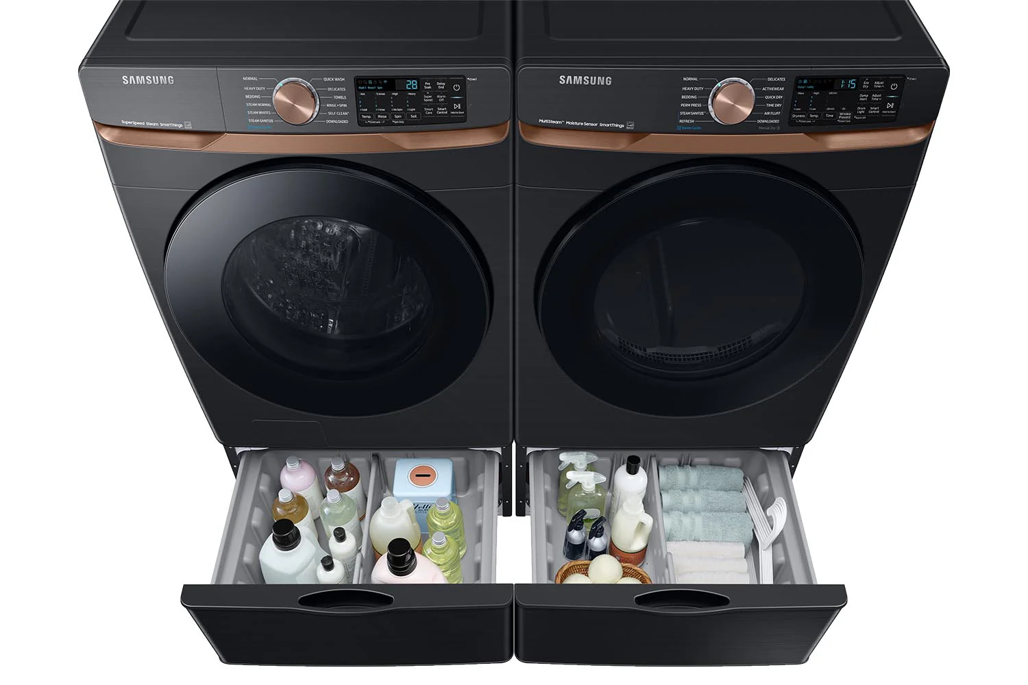Samsung Black Stainless Steel Front Load Dryer with Steam Sanitize (7.5cu.ft.) - DVE50BG8300VAC - Image 5
