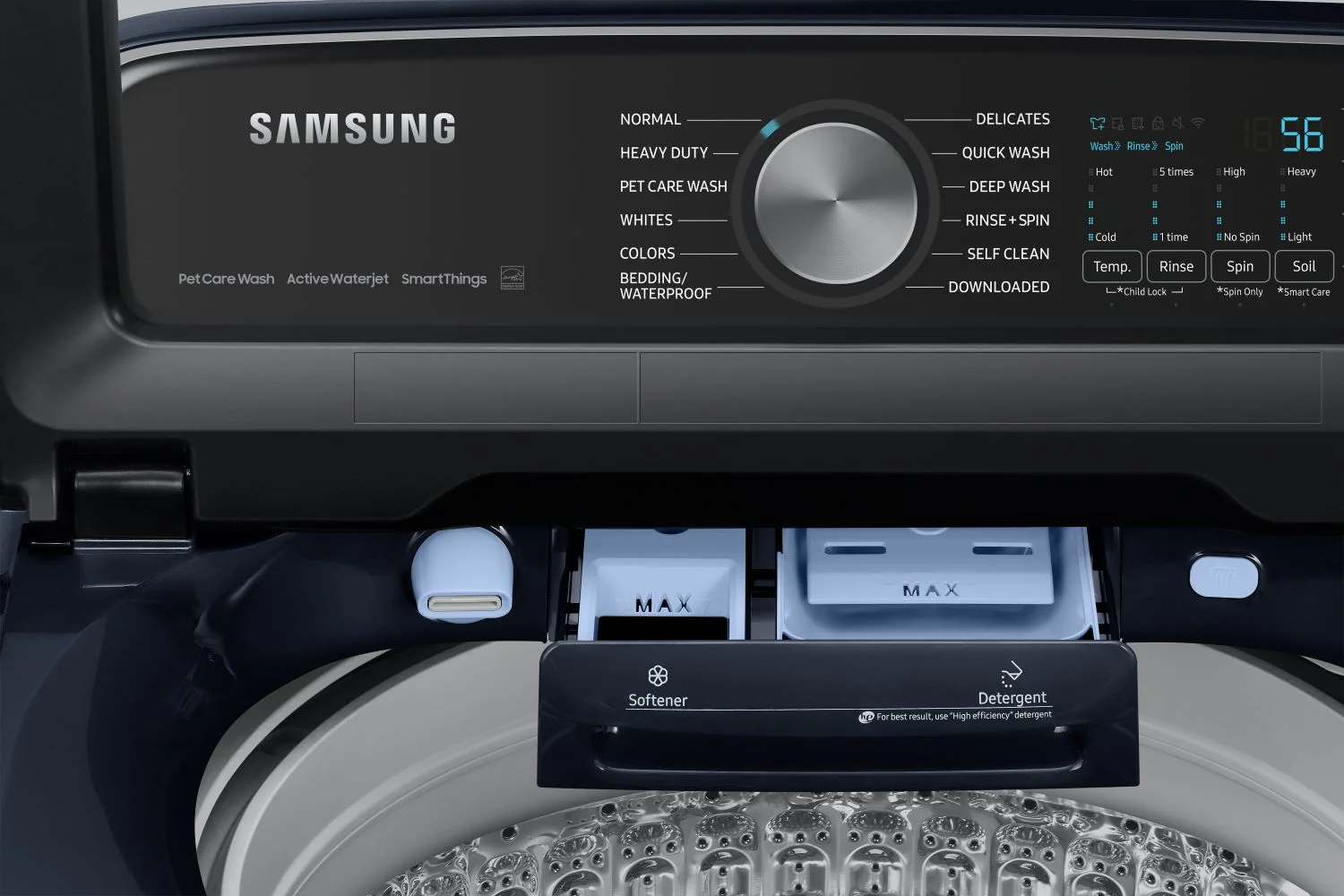 Samsung Navy Top Load Washer with Pet Care and Agitator (6.1cu.ft) & Smart Dryer with Pet Care (7.4cu.ft) - WA53CG7155ADA4/DVE54CG7155DAC - Image 6