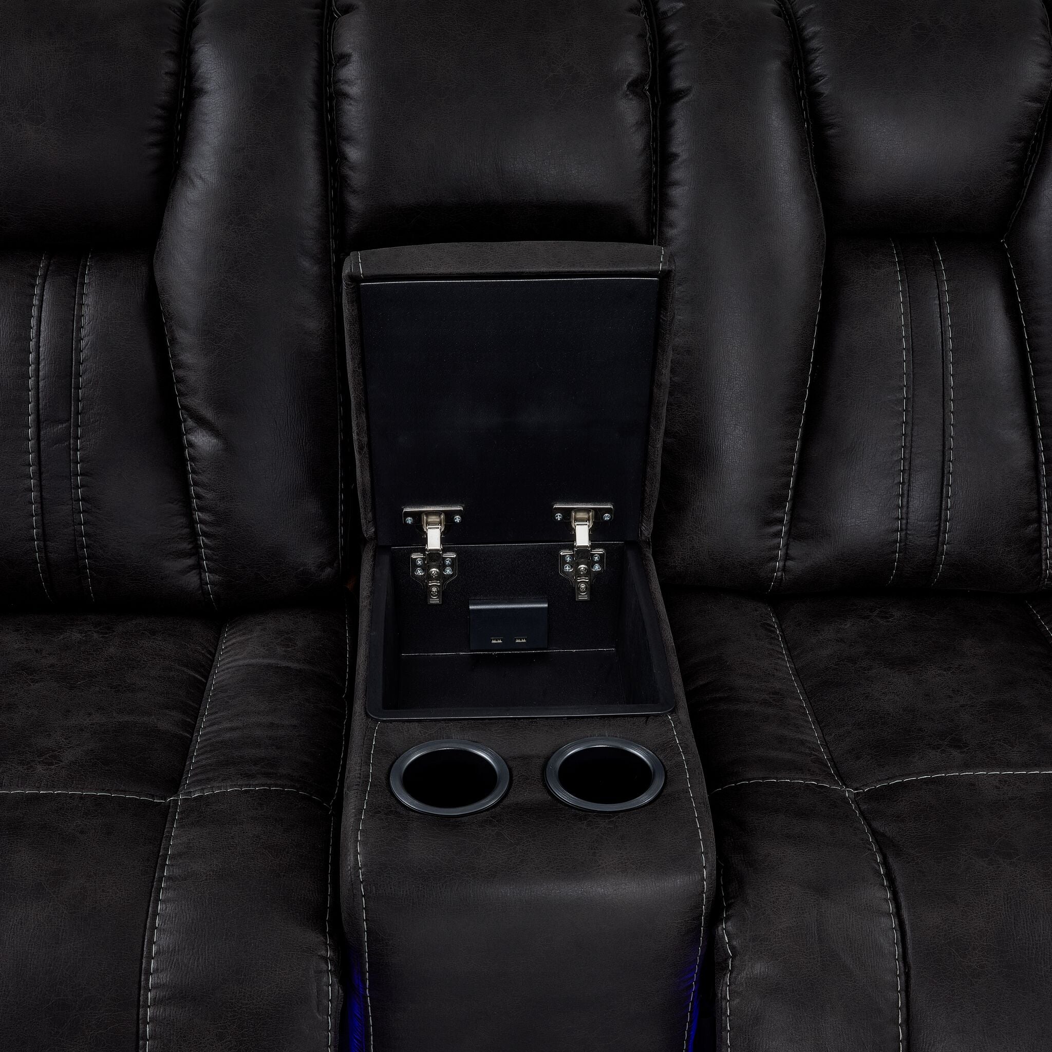 San Antonio Dual Power Reclining Loveseat with Console - Grey - Image 8