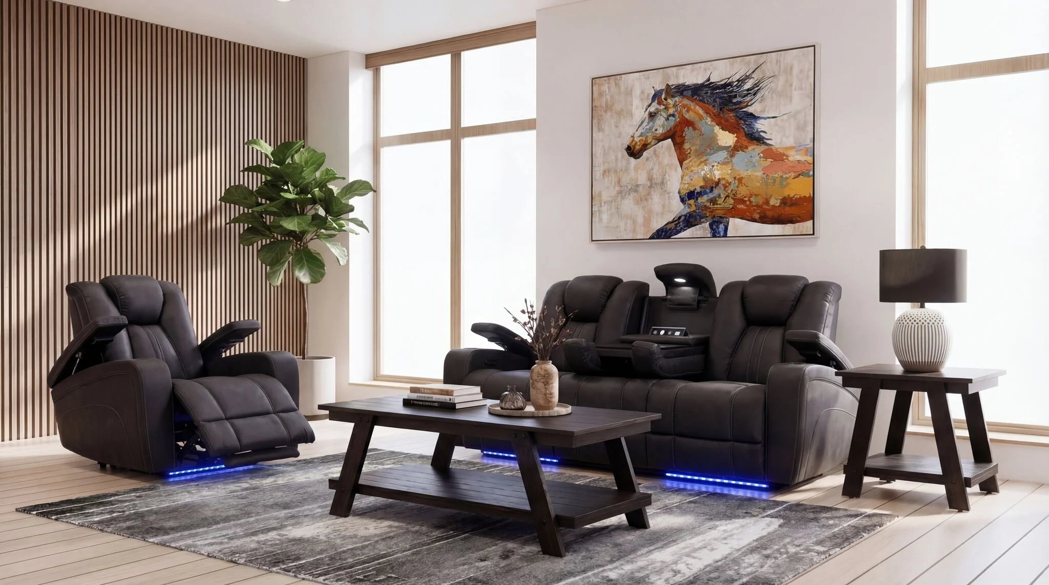 San Antonio Dual Power Reclining Sofa and Chair Set - Grey - Image 3