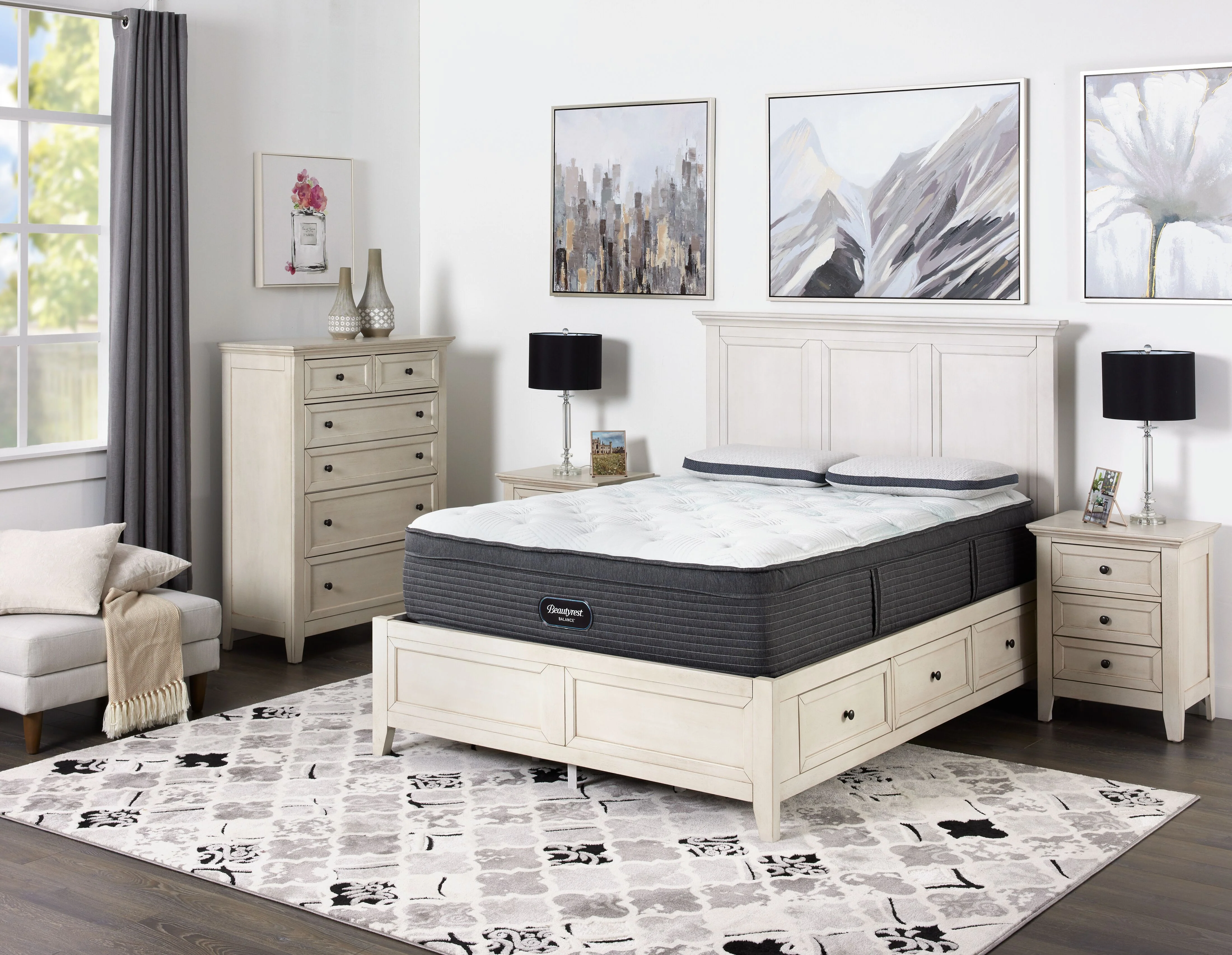 San Mateo 3-Piece Queen Storage Bed-Antique White - Image 2
