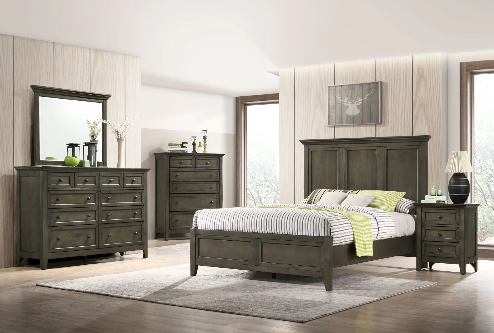 San Mateo 6-Piece Queen Bedroom Package -Pewter - Image 2